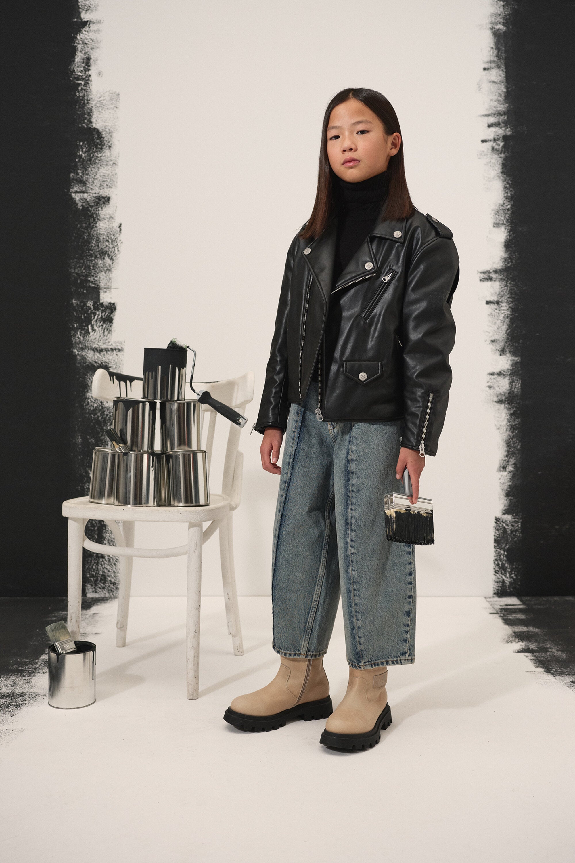 Vaqueros relaxed azul medio con efecto globo