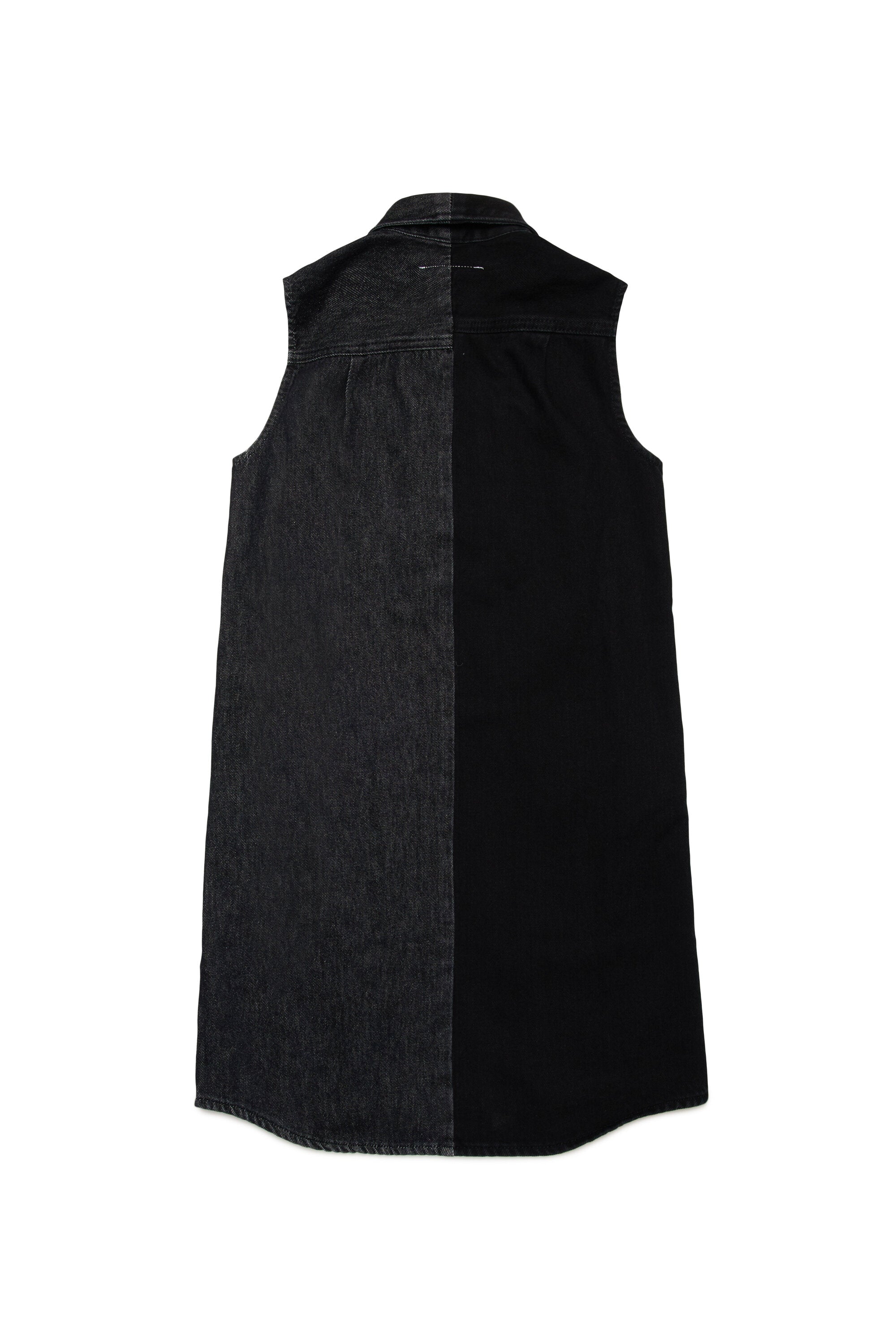 Vestido sin mangas en denim en dos tonos con letras