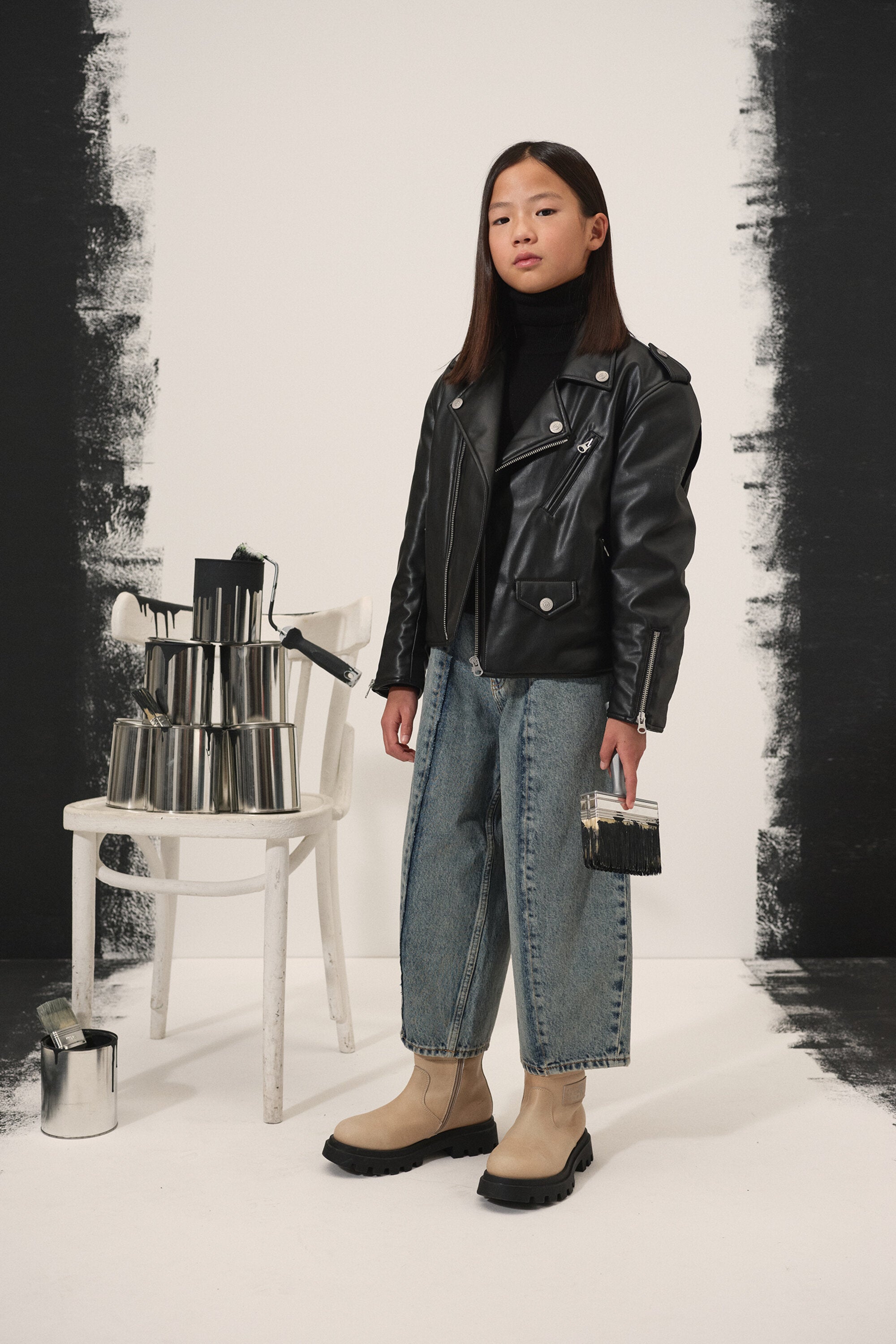 Chaqueta biker de tejido revestido