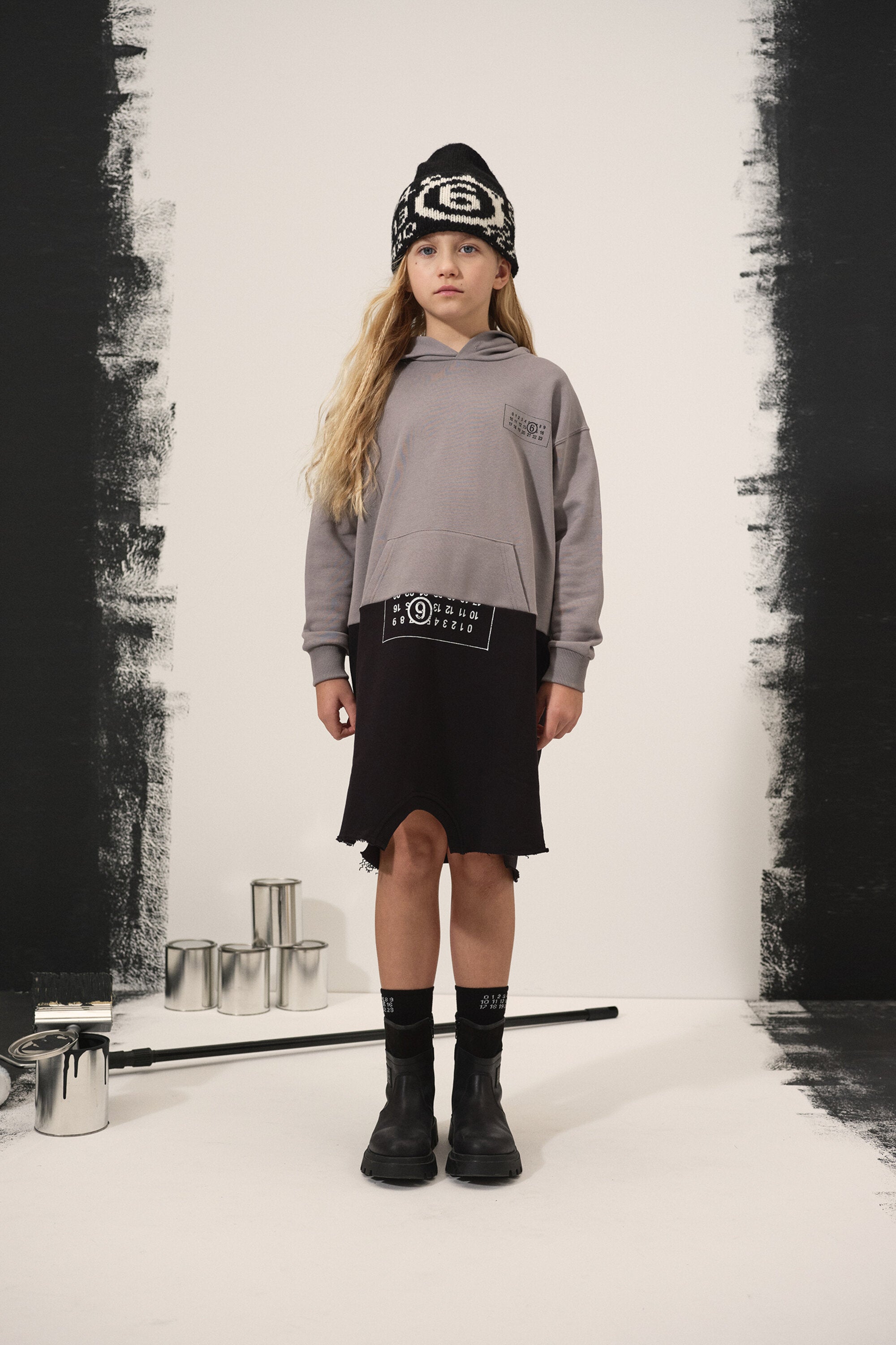 Maxivestido bicolor recortado