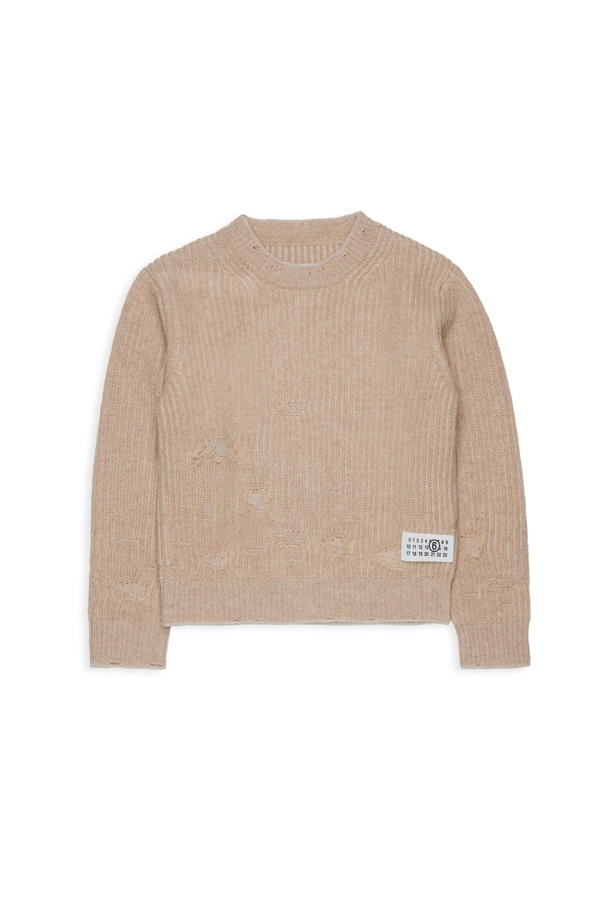 Jersey de lana canalé con rotos