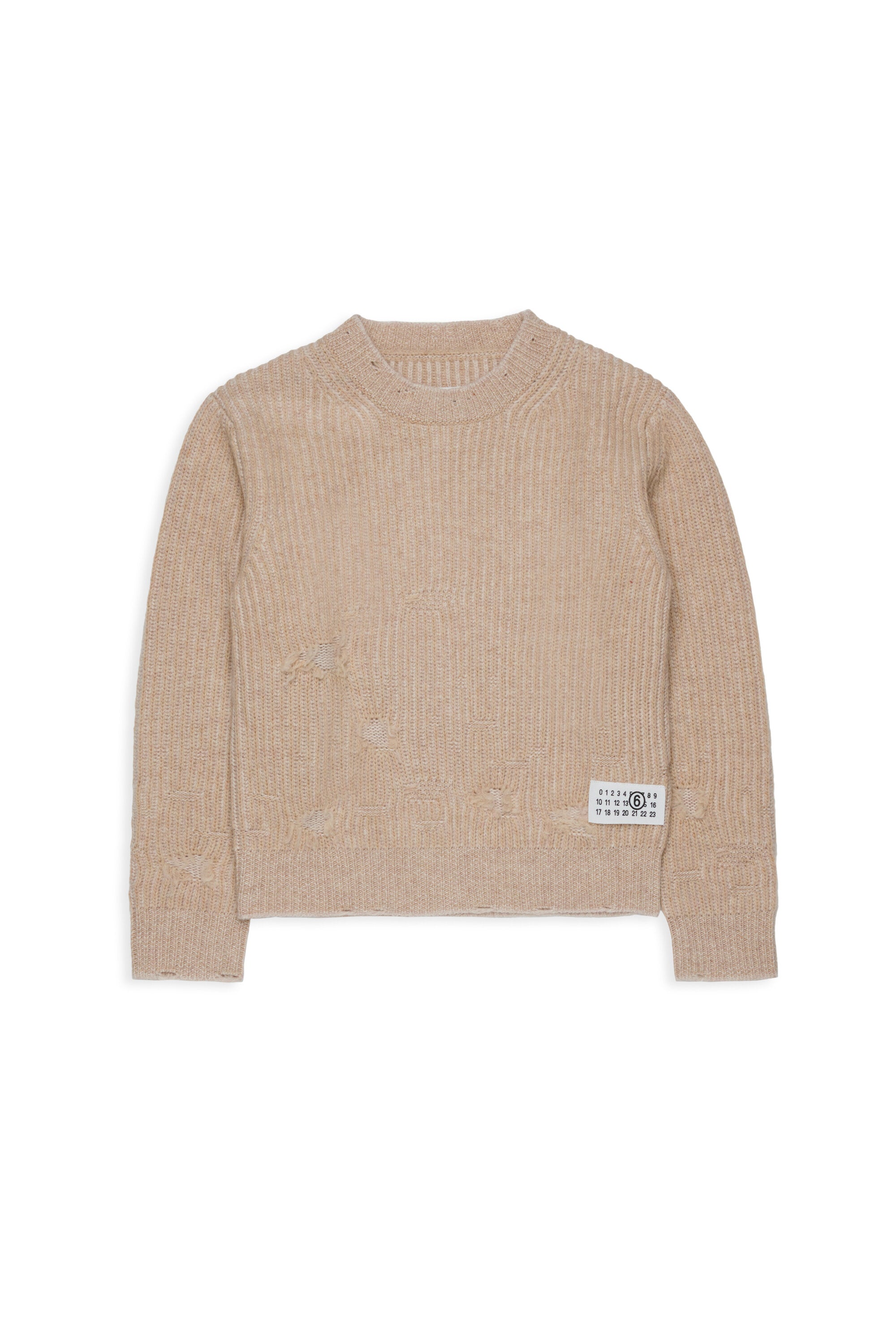 Jersey de lana canalé con rotos
