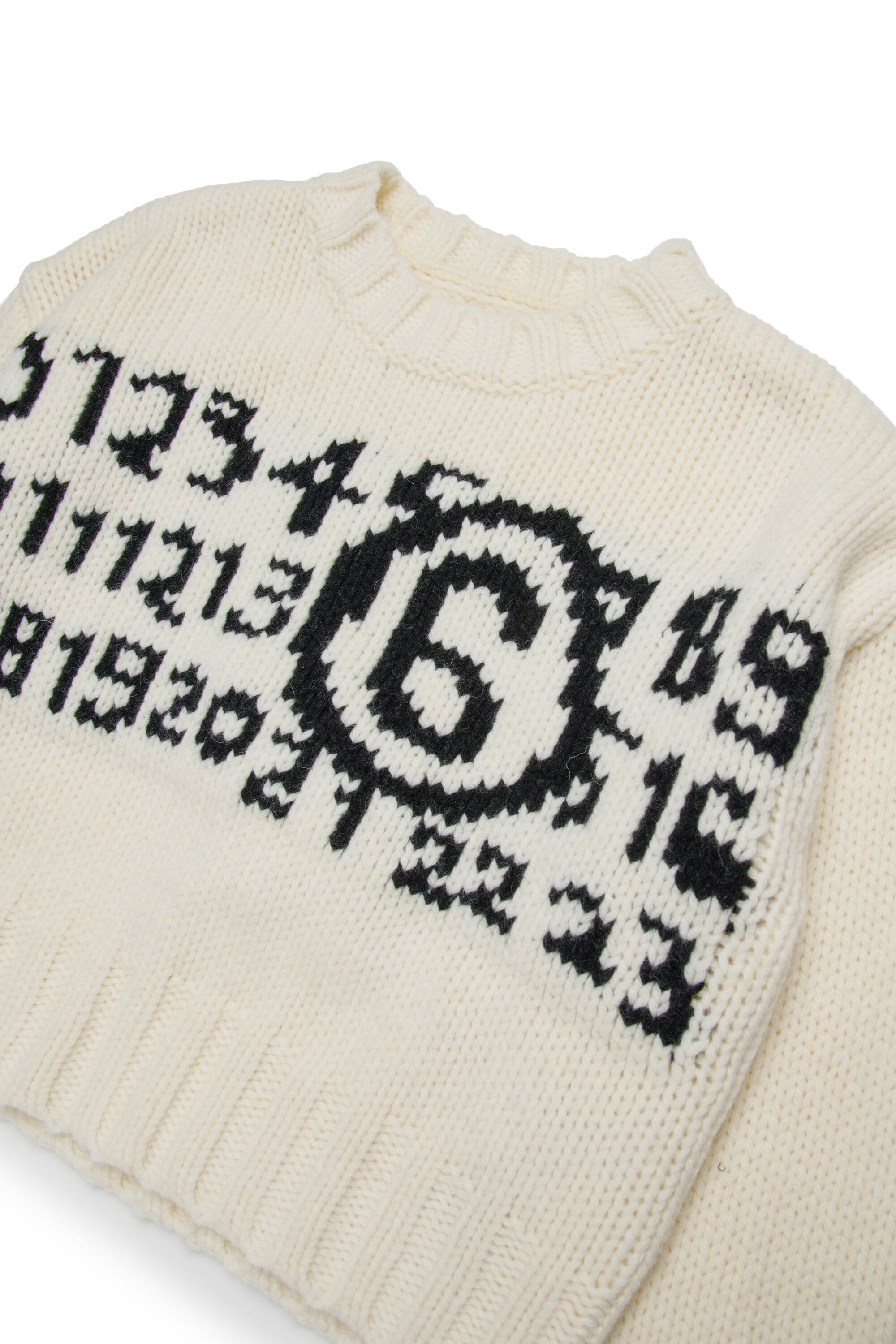 Jersey corto en mezcla de lana con logotipo maxi