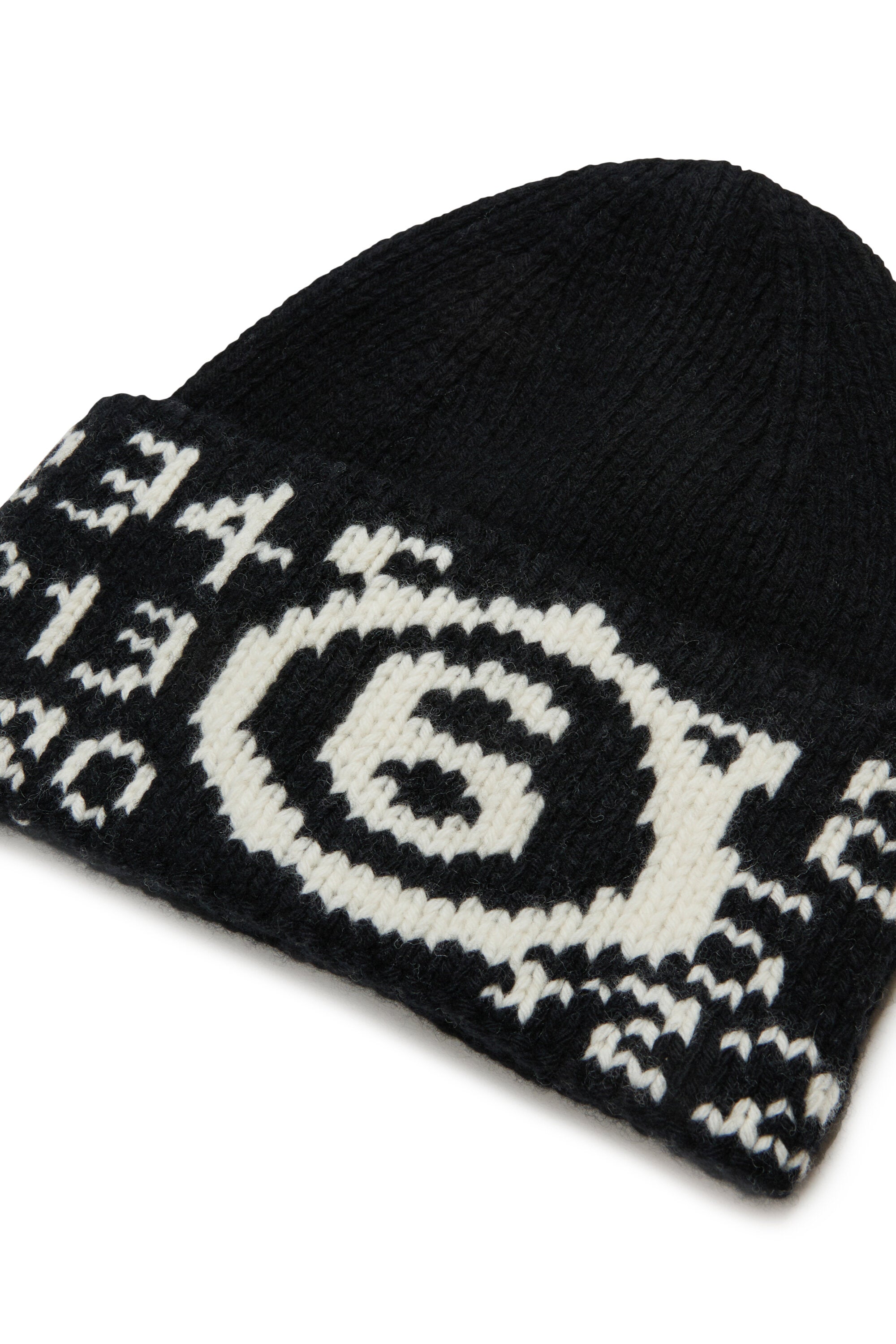 Wool-blend knit beanie with logo