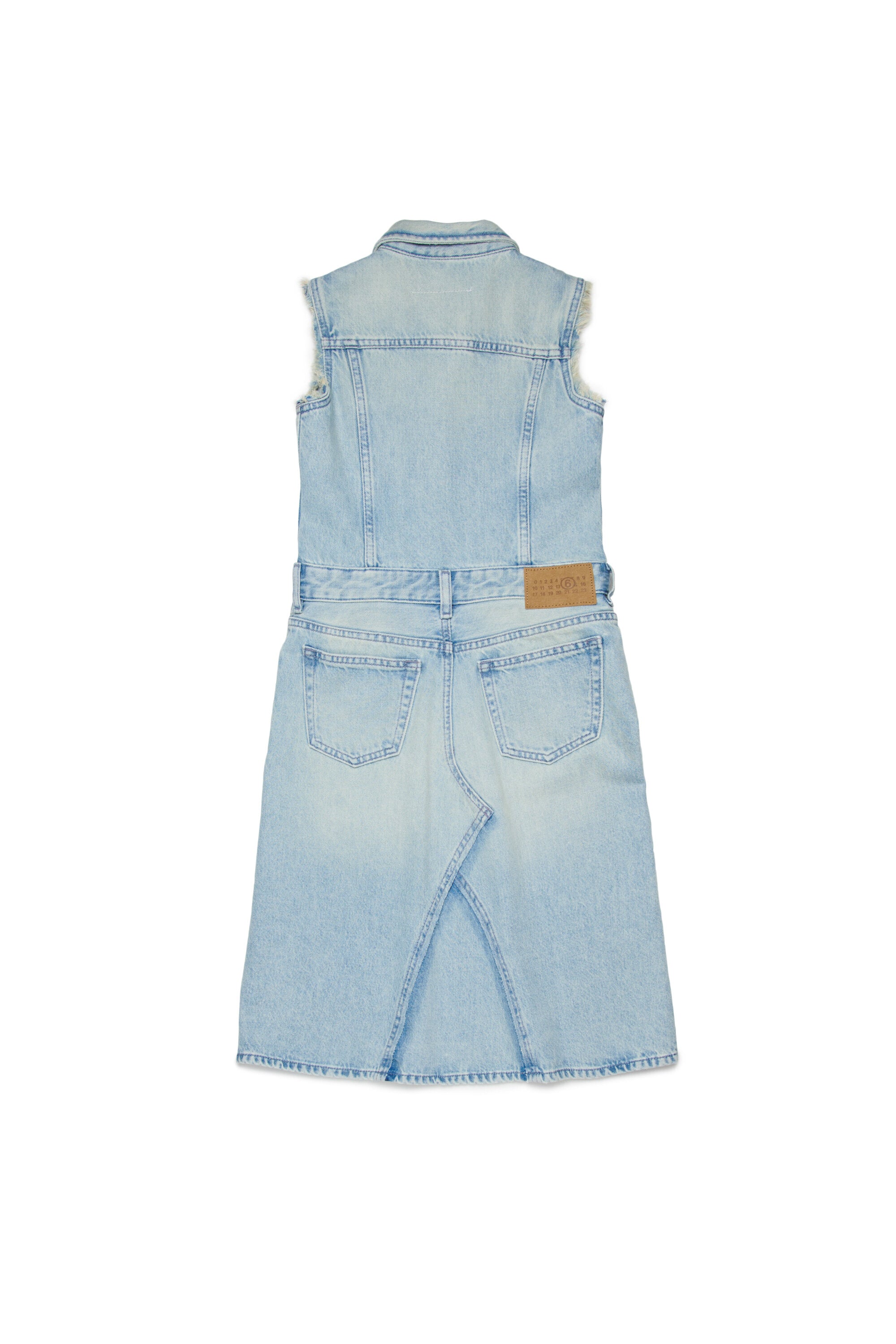 Sleeveless faded-effect denim dress