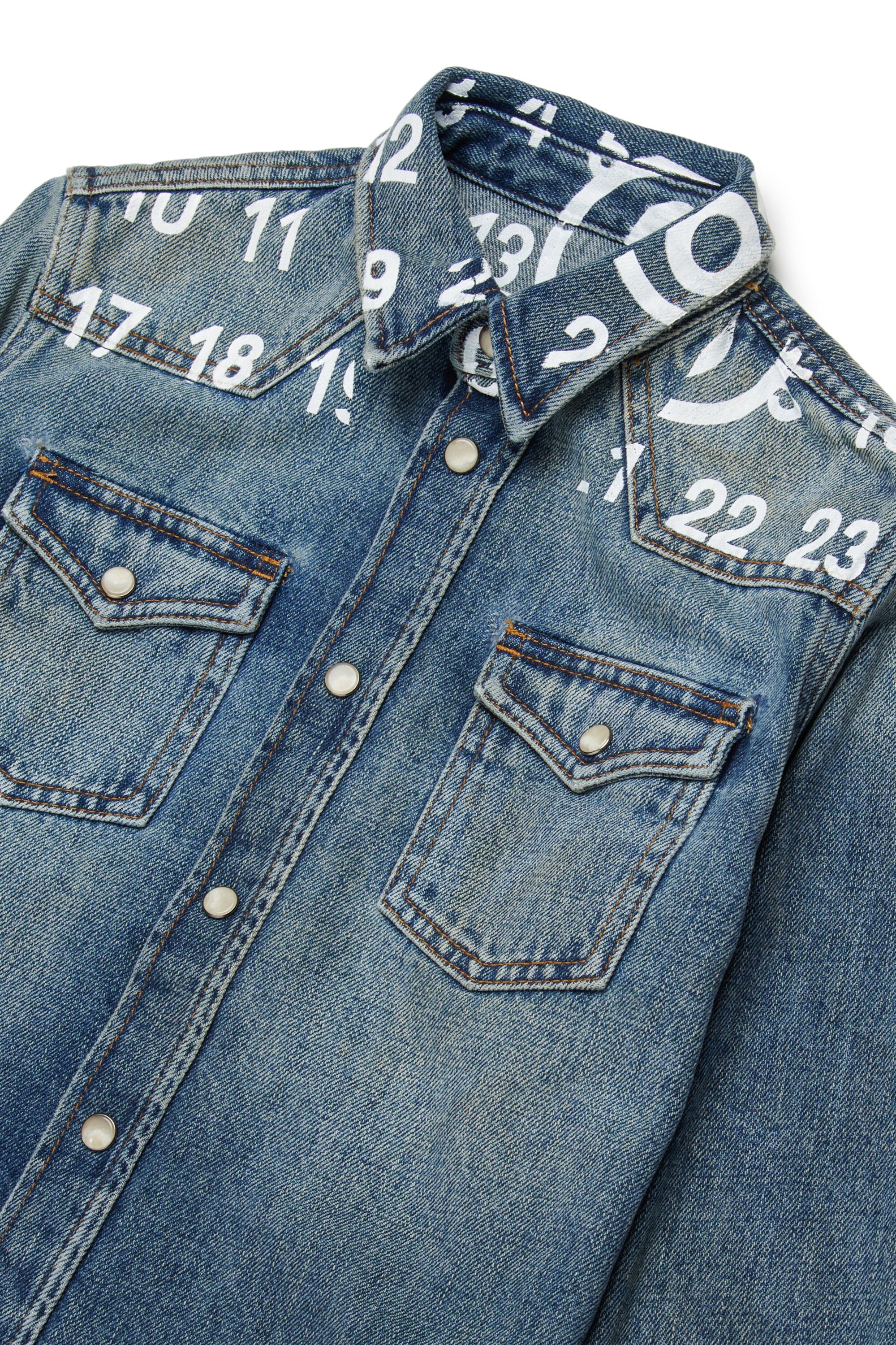 Denim shirt with printed logo