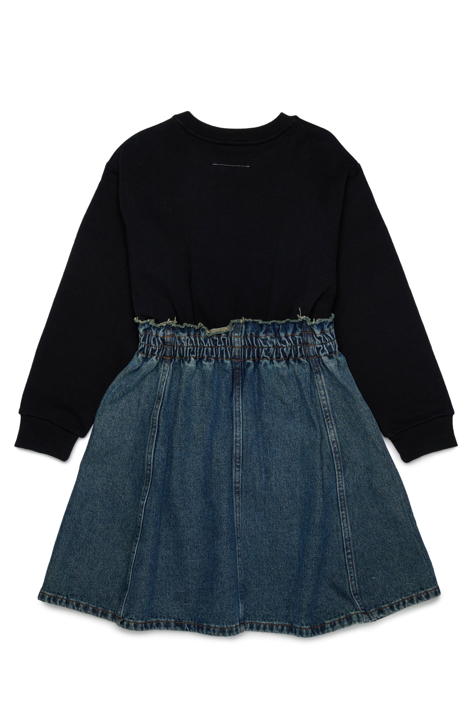 Vestido de felpa y denim con logo