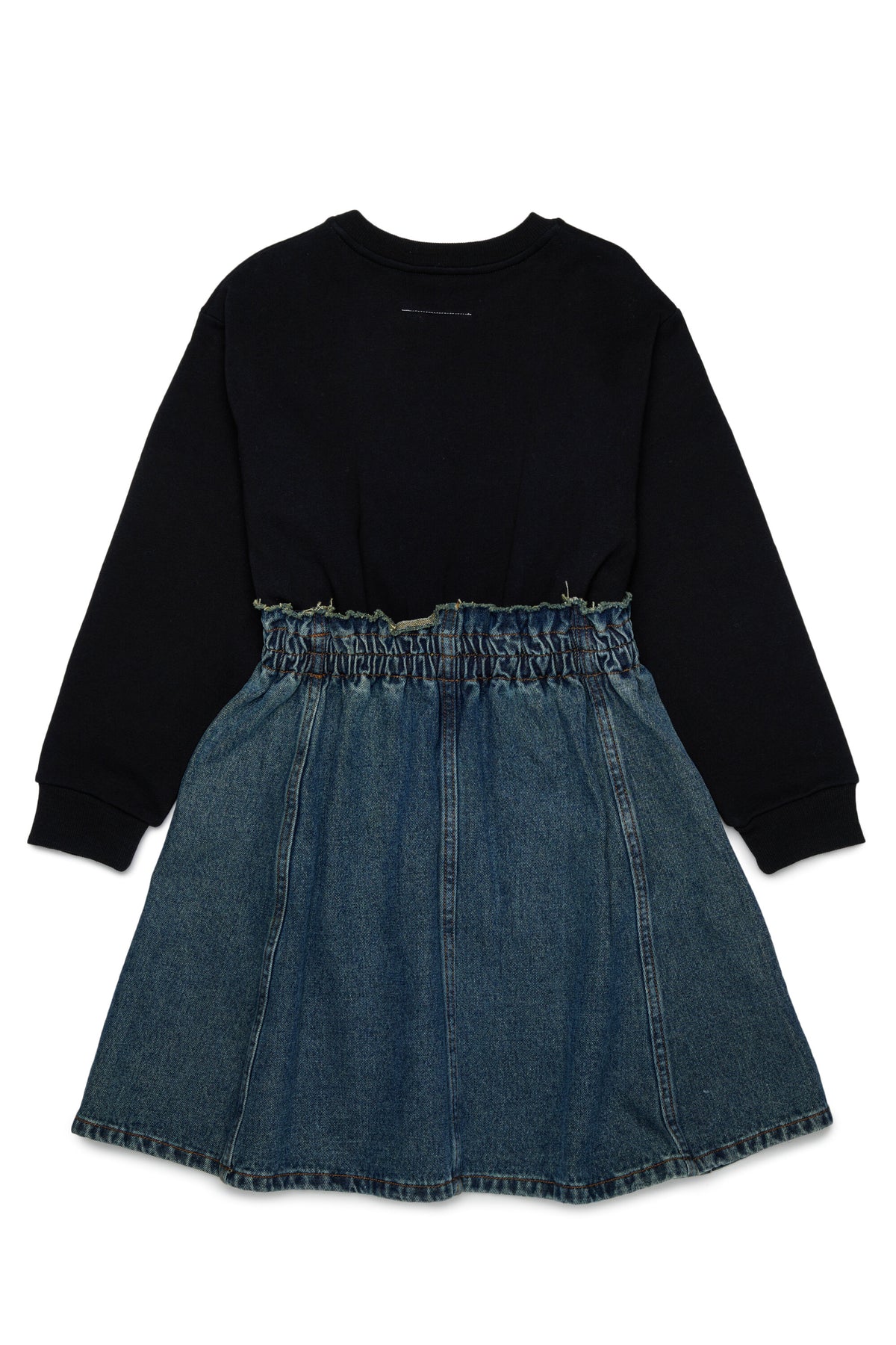 Vestido de felpa y denim con logo