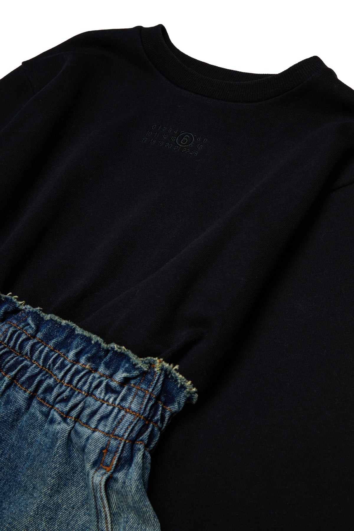 Vestido de felpa y denim con logo