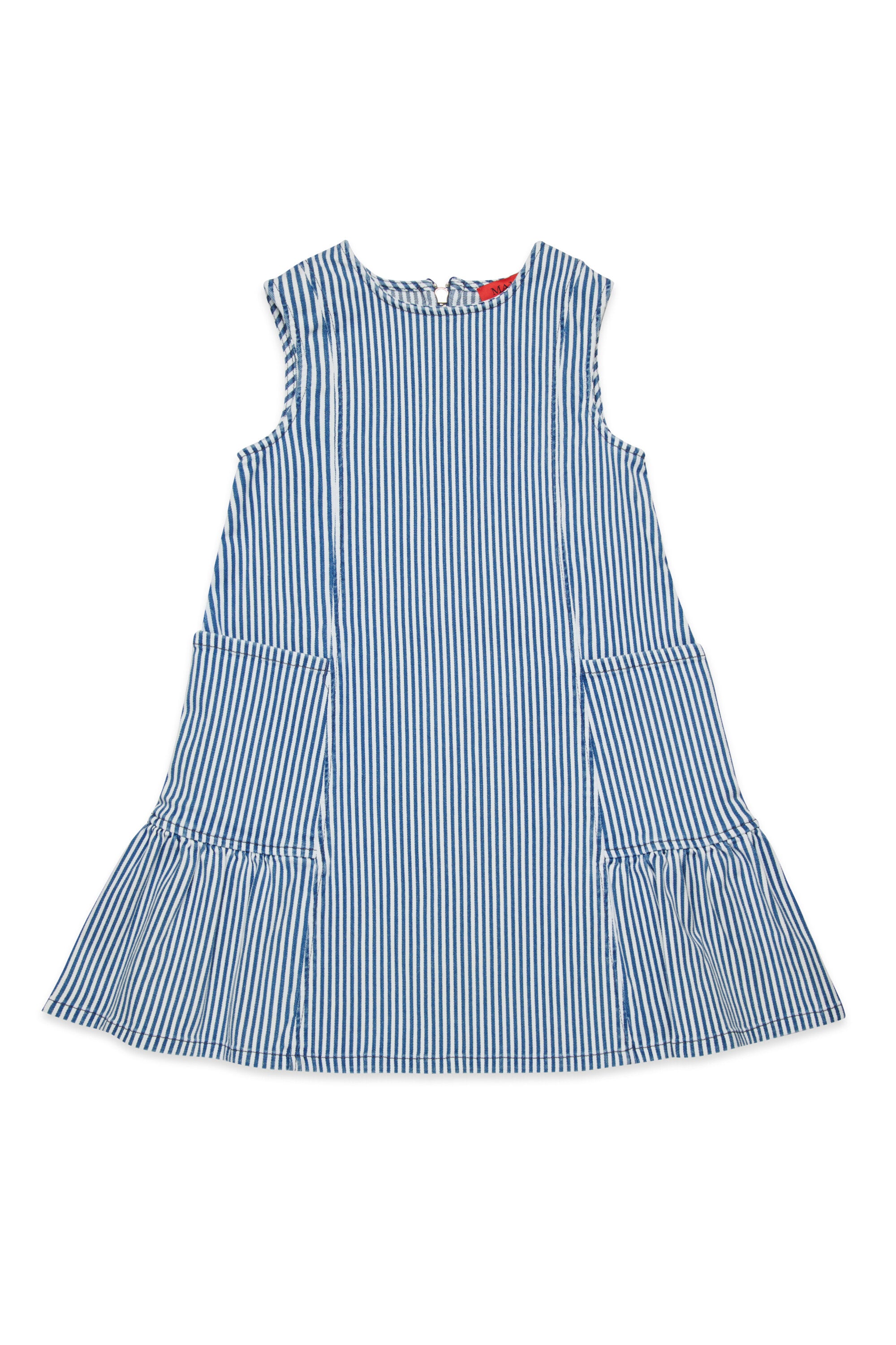 Striped denim sleeveless dress