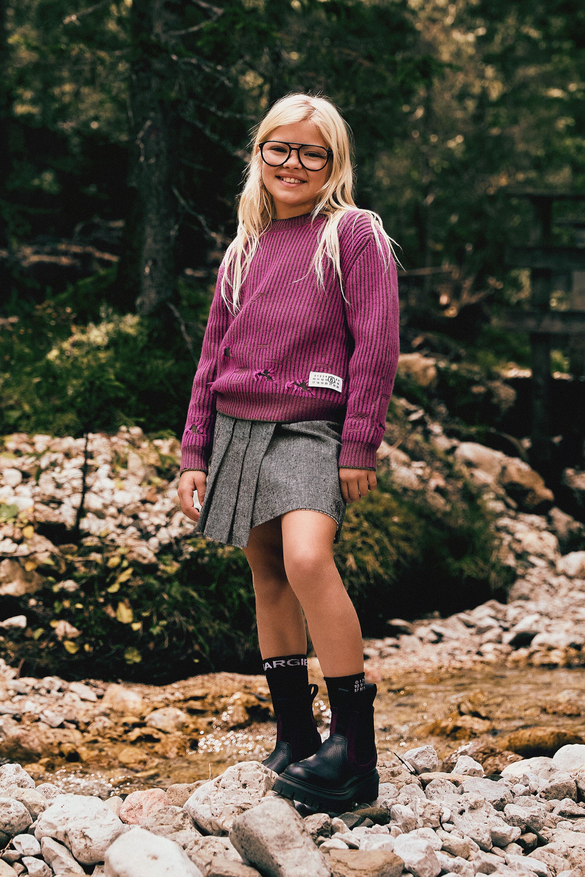 Falda corta envolvente de tweed