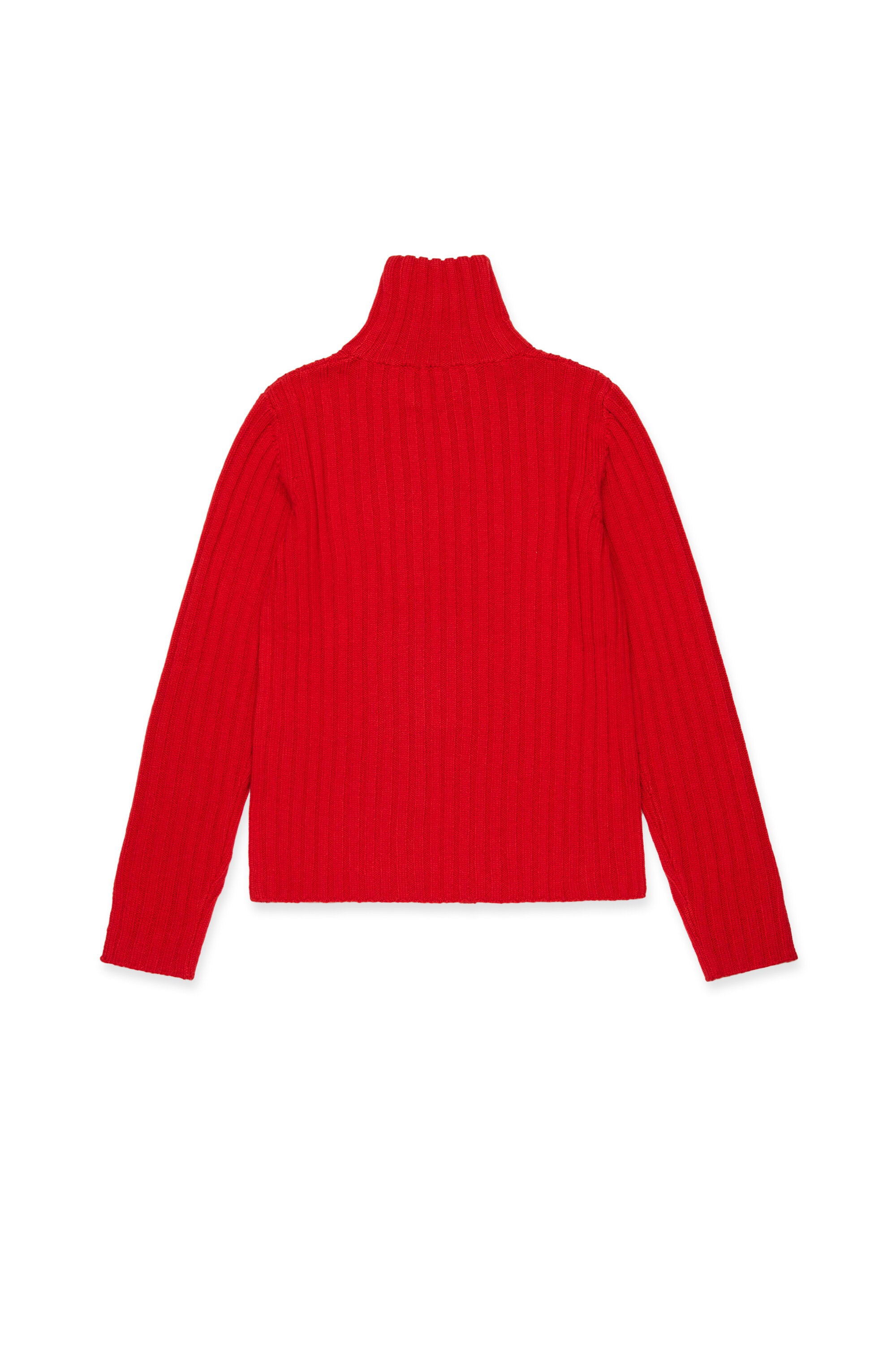 Ribbed wool blend turtleneck cardigan