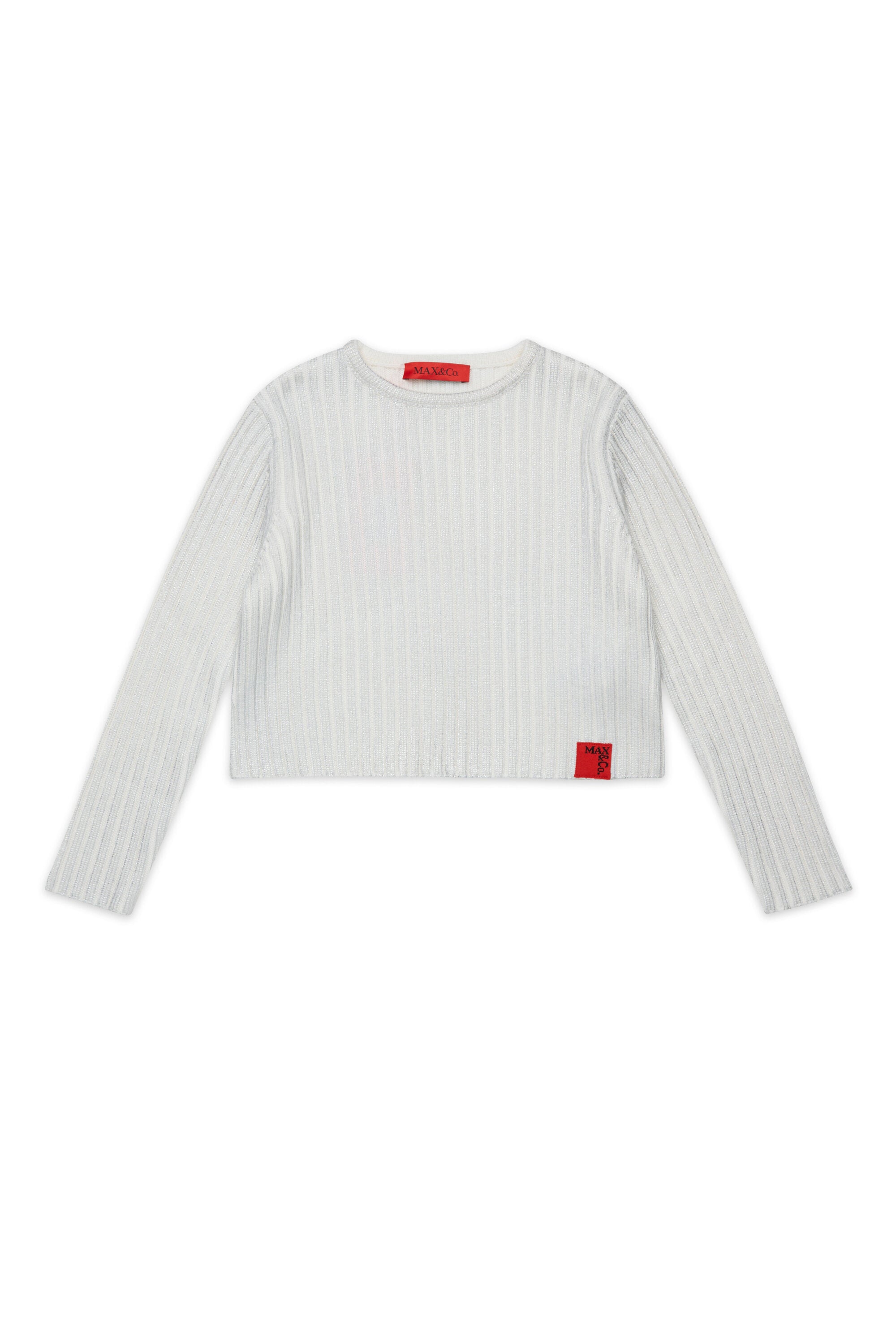 Ribbed mylar wool blend pullover