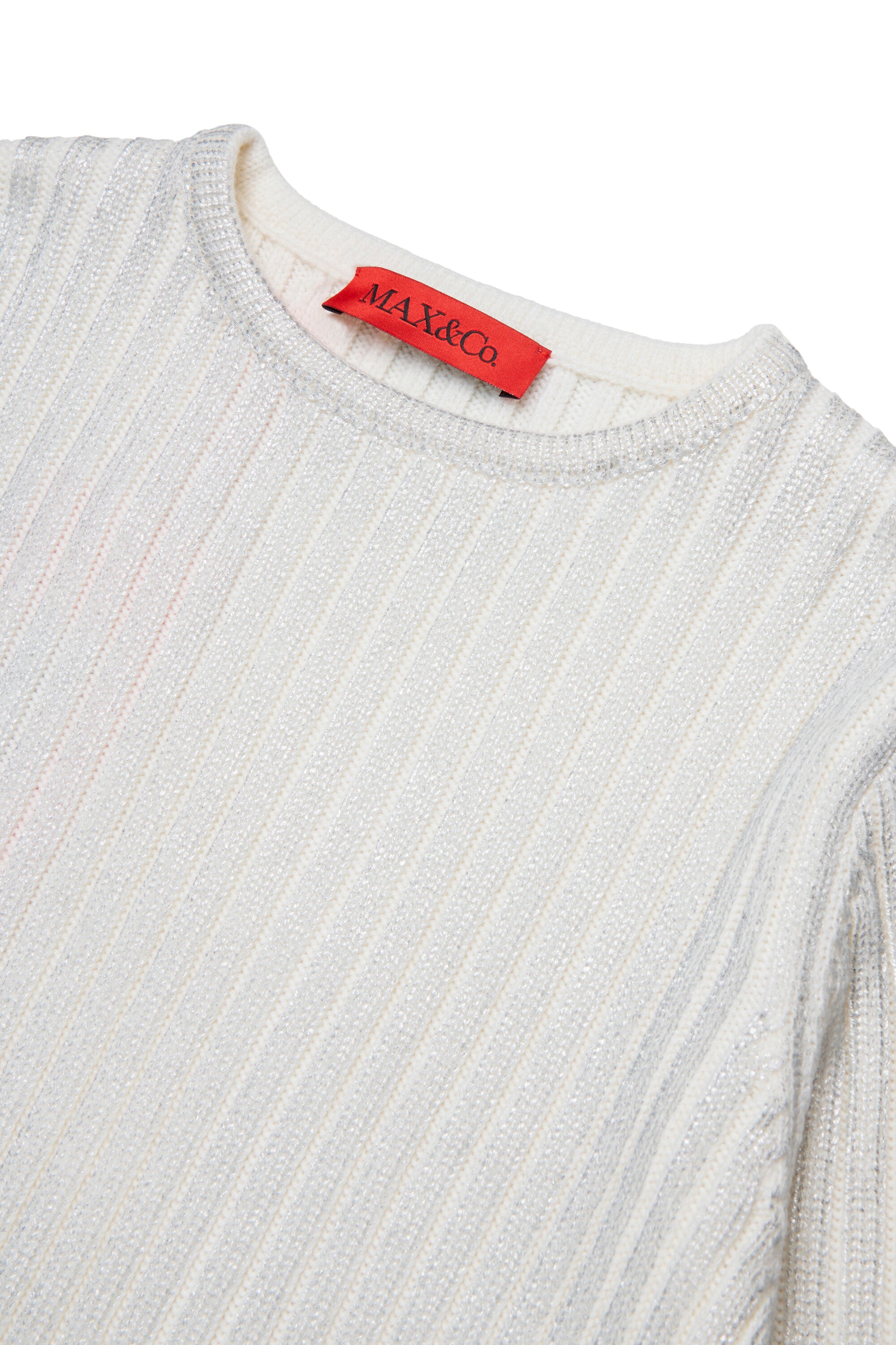 Ribbed mylar wool blend pullover