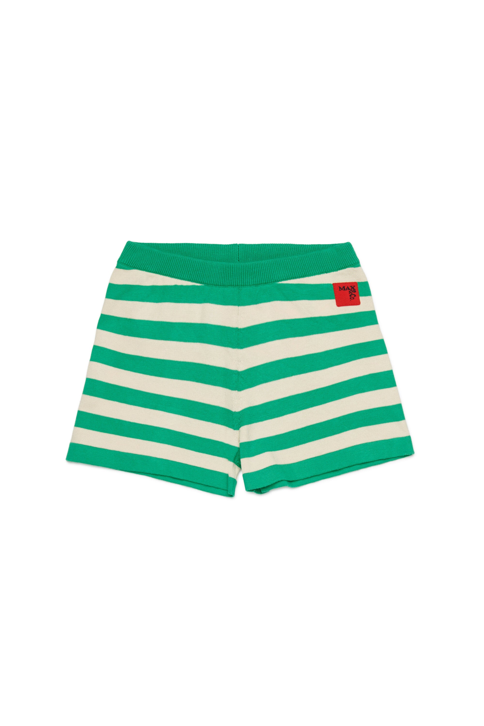 Shorts de punto a rayas con logo