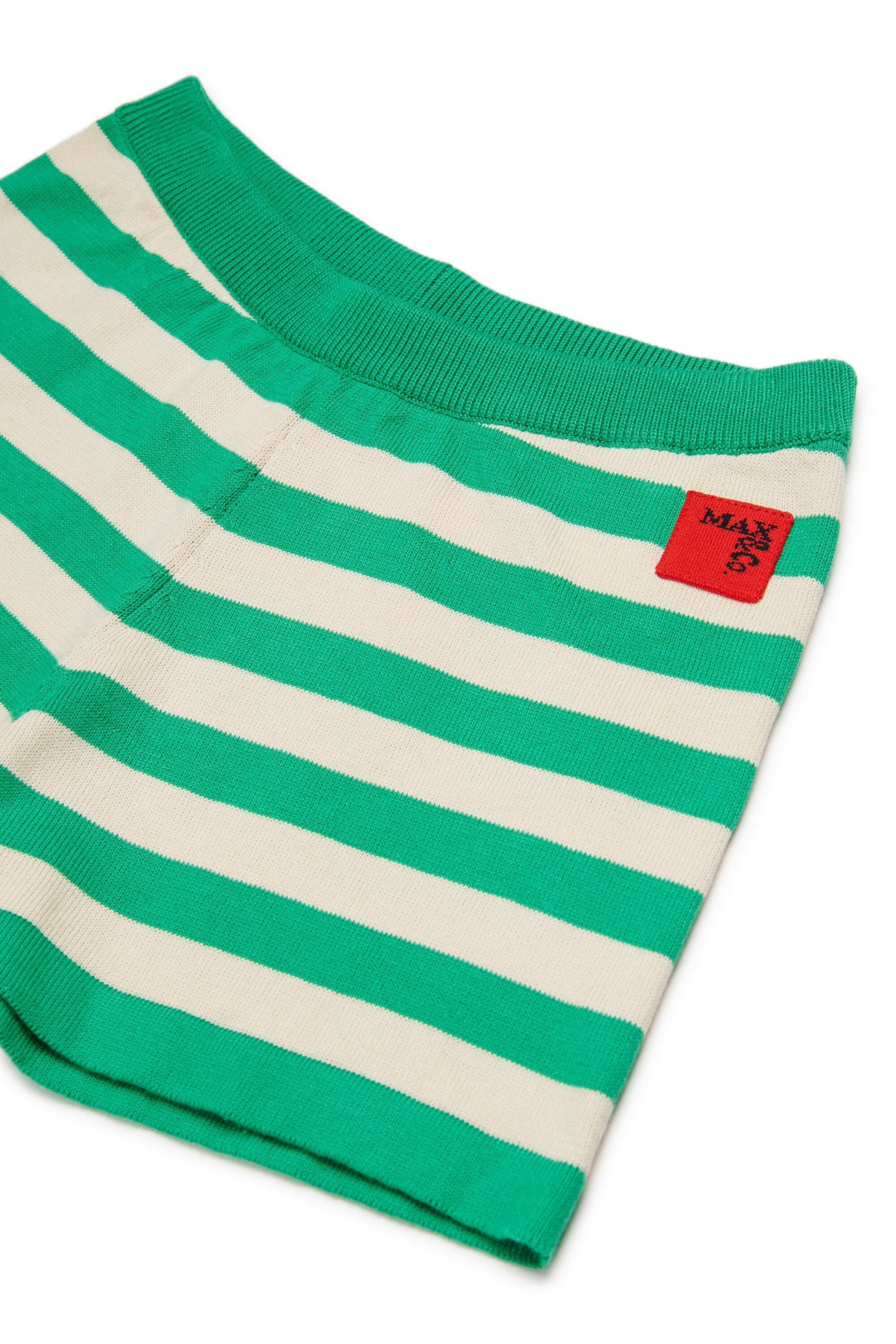Shorts de punto a rayas con logo