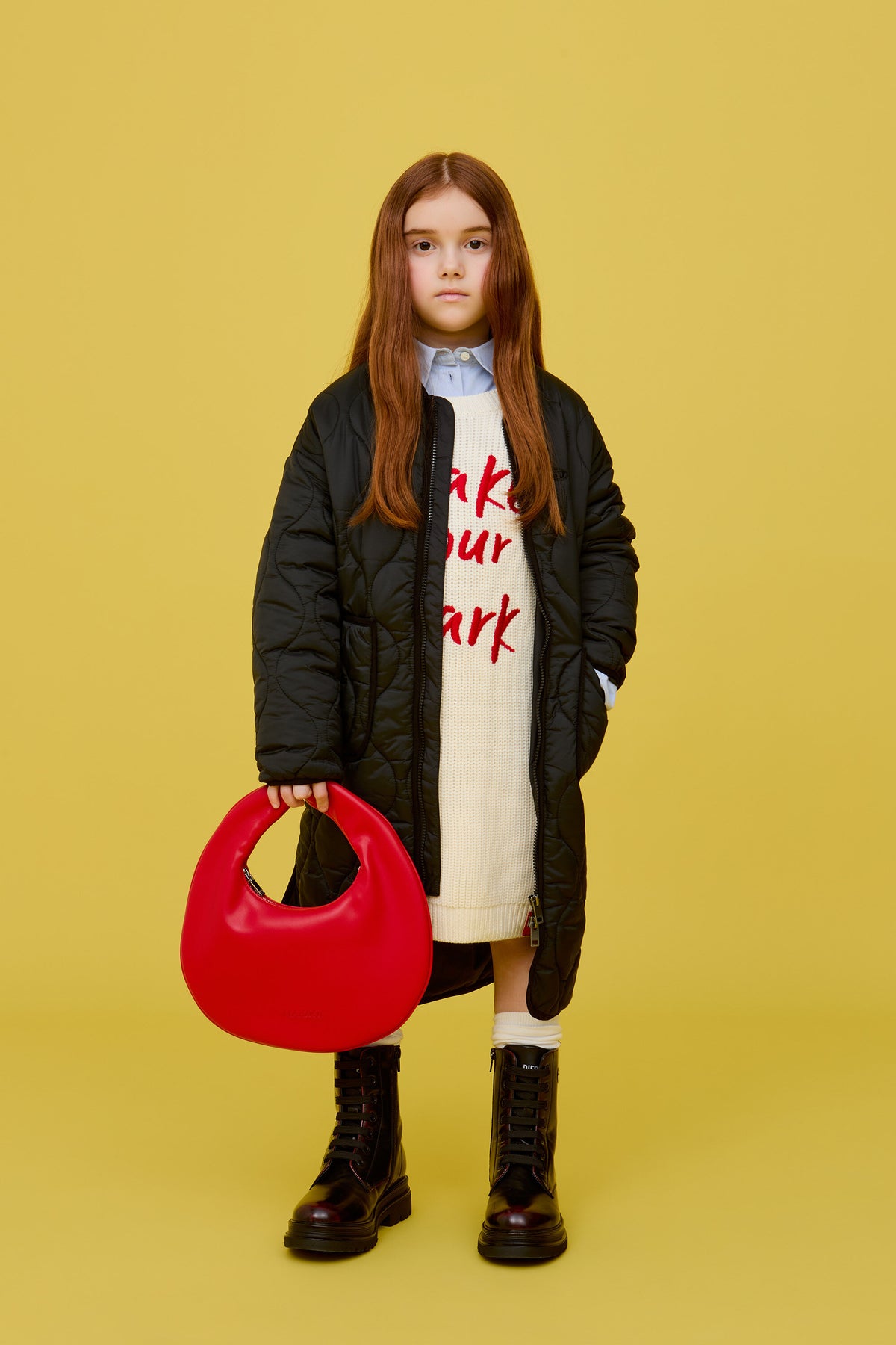 Knit dress with front lettering