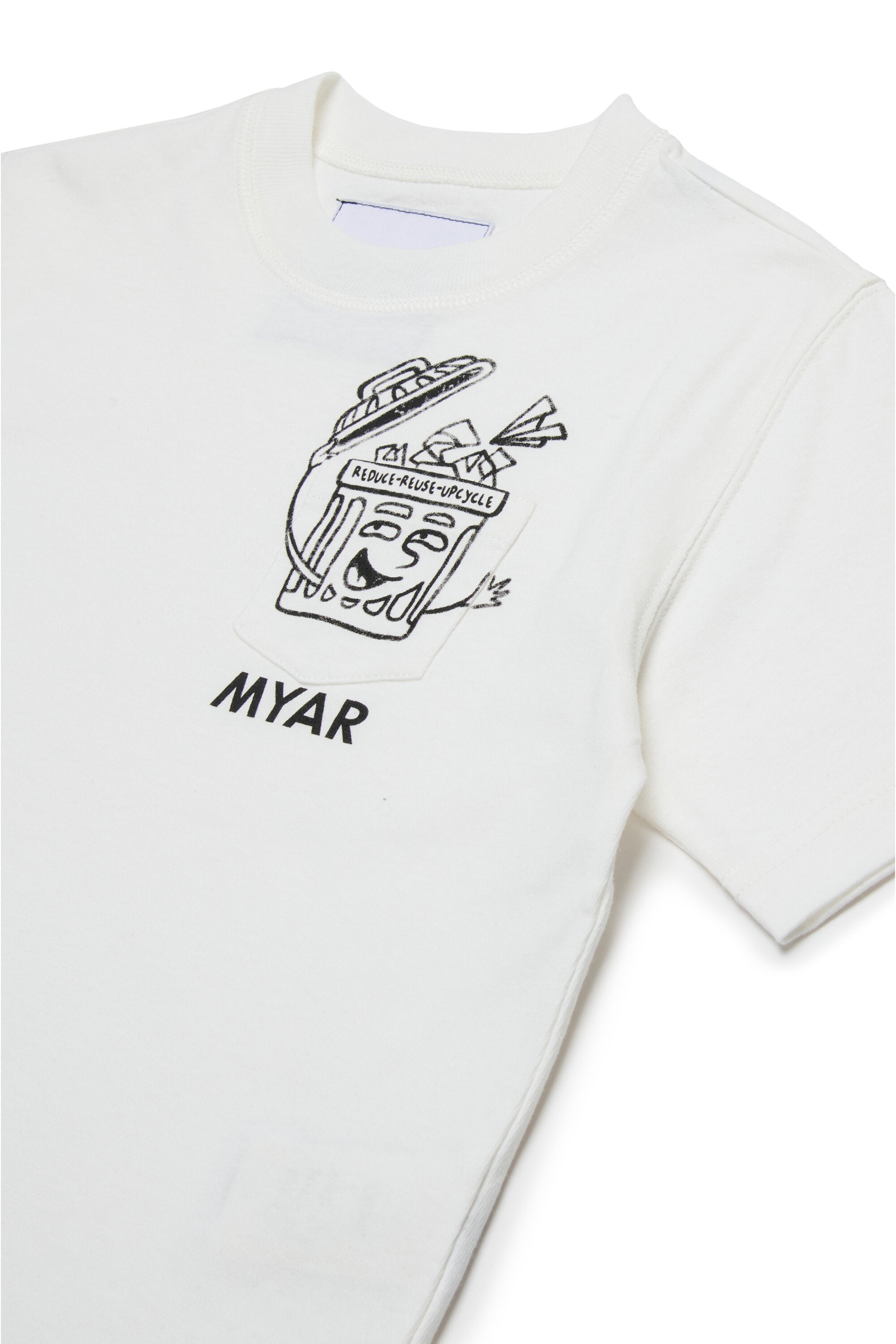 Deadstock cotton T-shirt with pocket and Reuse graphics