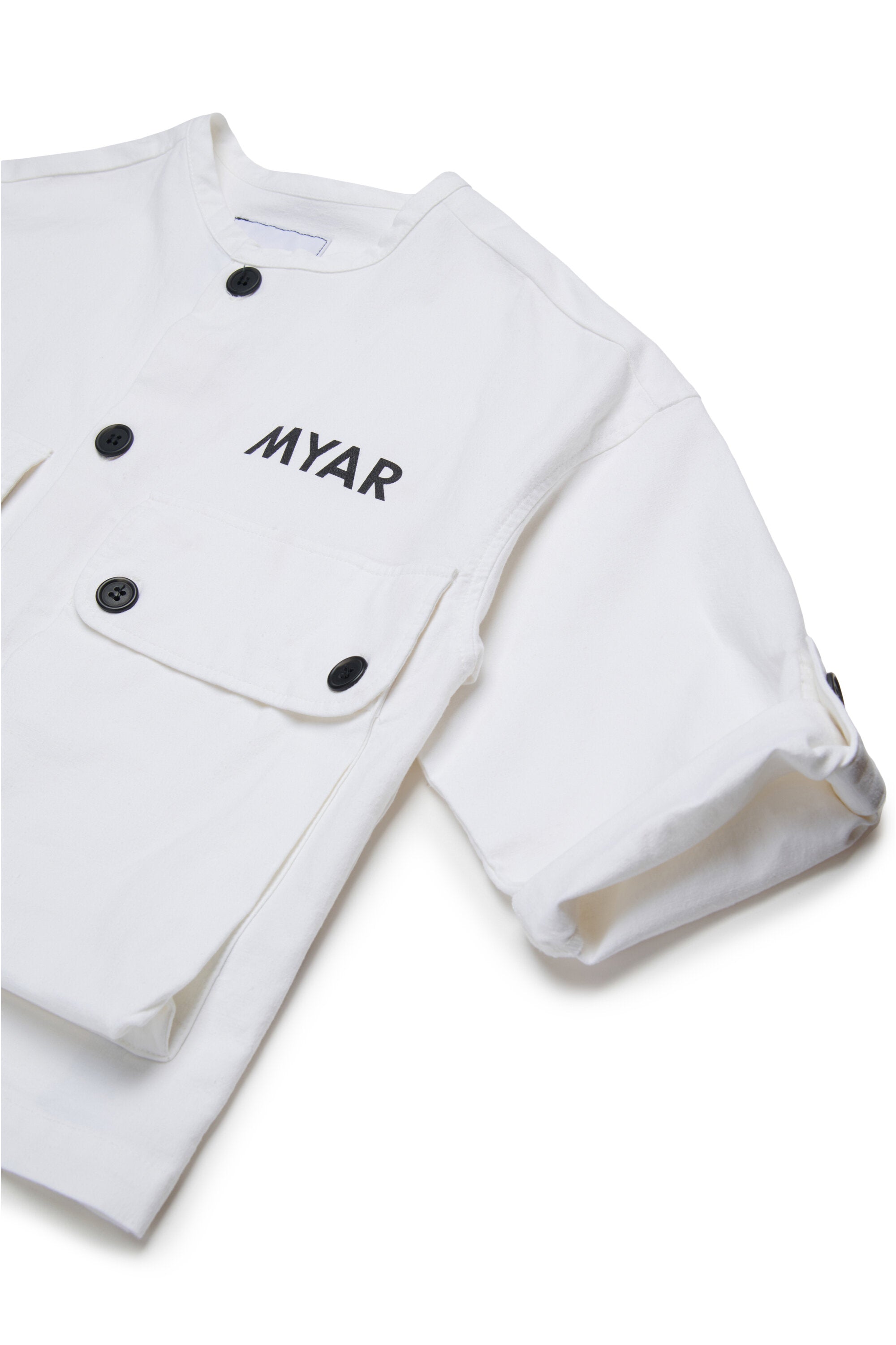 Camisa de mezcla de lino con logo MYAR