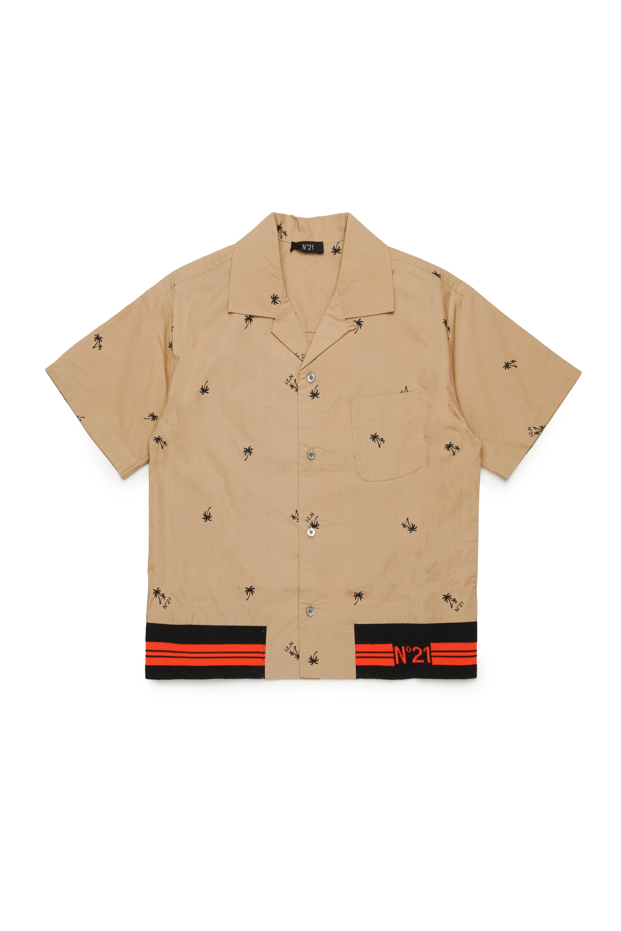 Poplin allover Palms bowling shirt