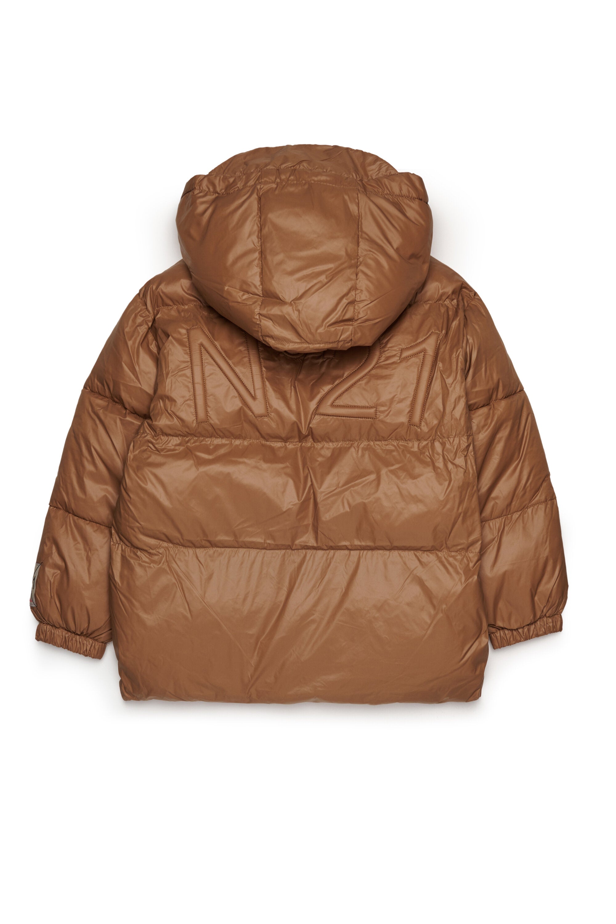 Short padded jacket with asymmetrical bottom
