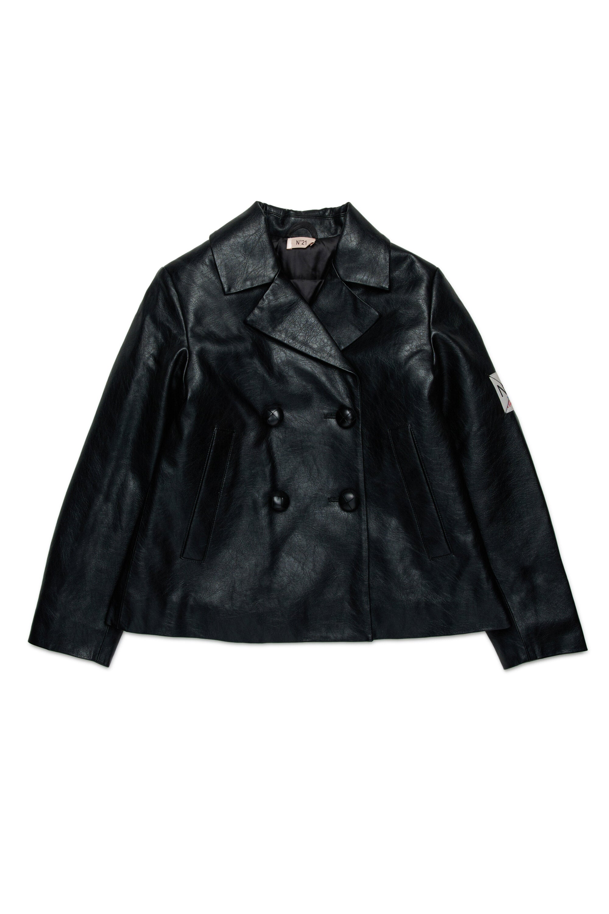 Double-breasted coated fabric jacket