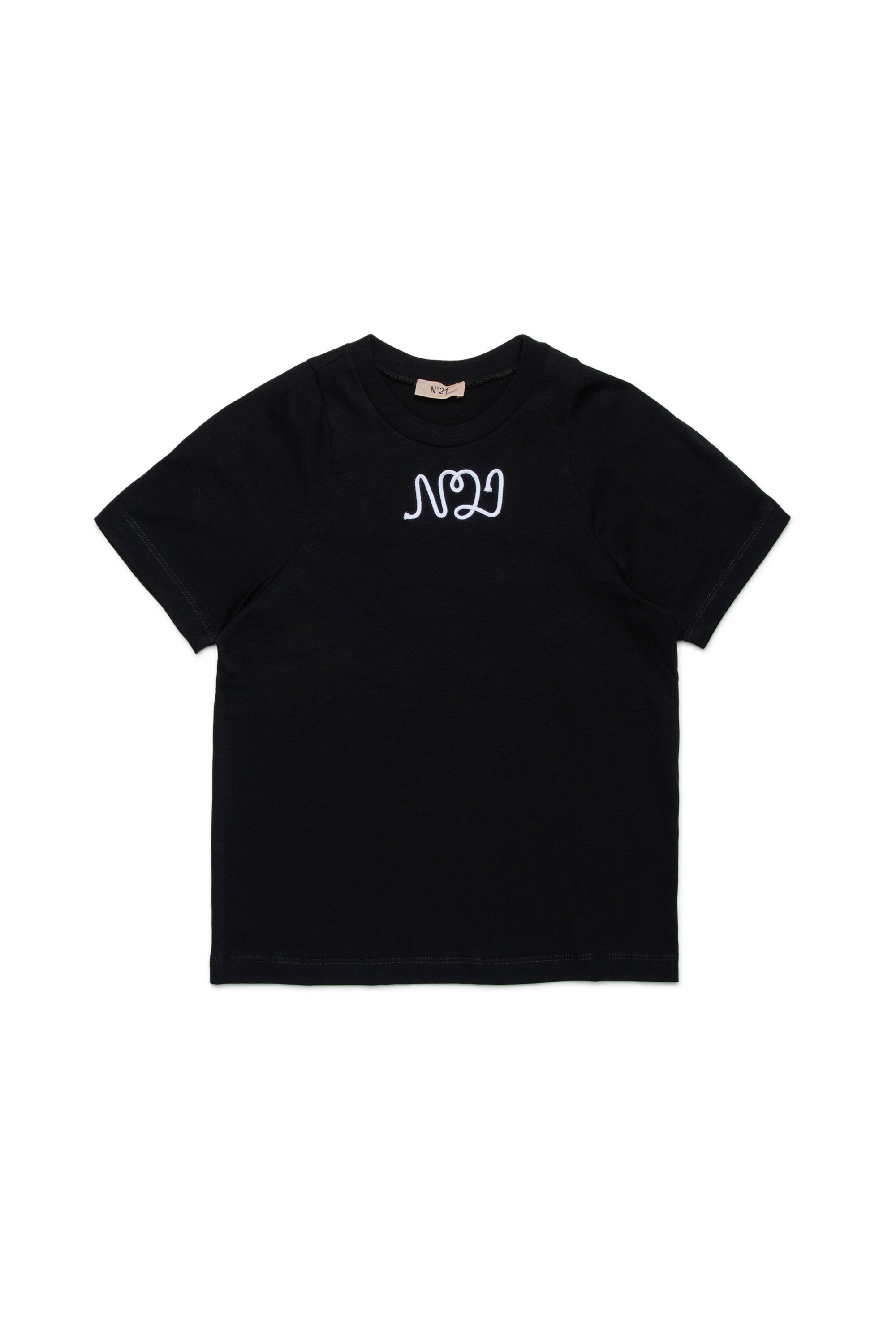 Camiseta de jersey de algodón con logo cursiva