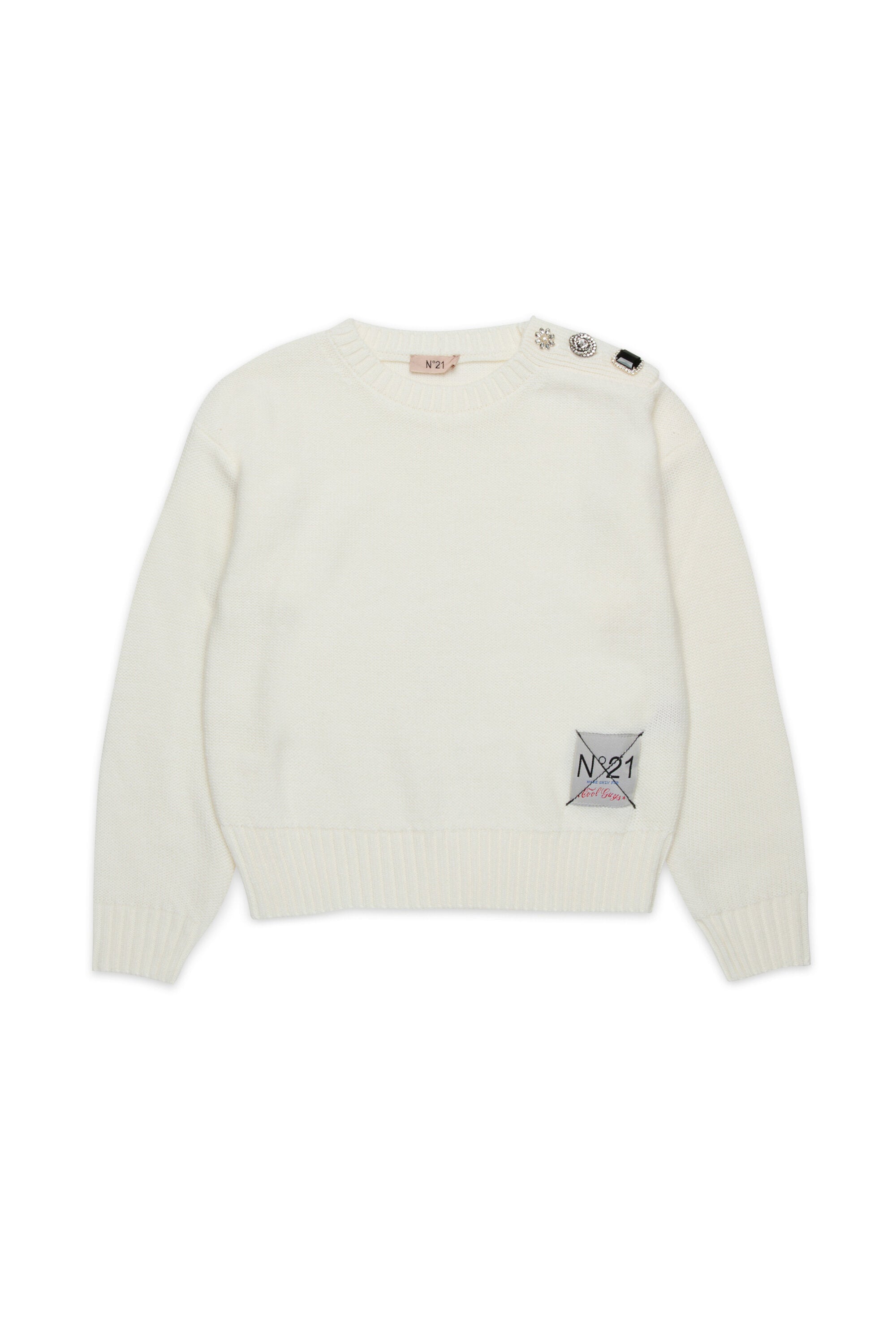 Jersey en mezcla de lana con botones joya