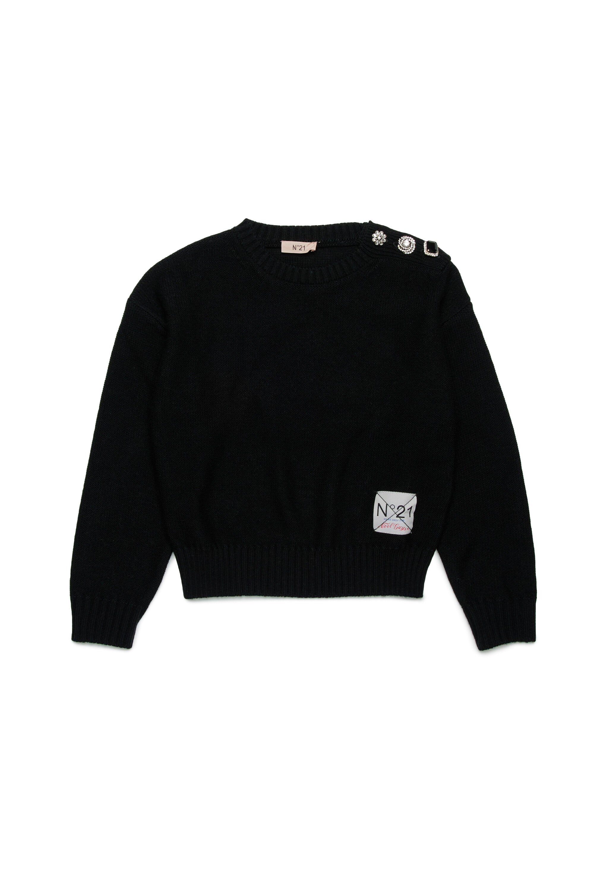 Jersey en mezcla de lana con botones joya