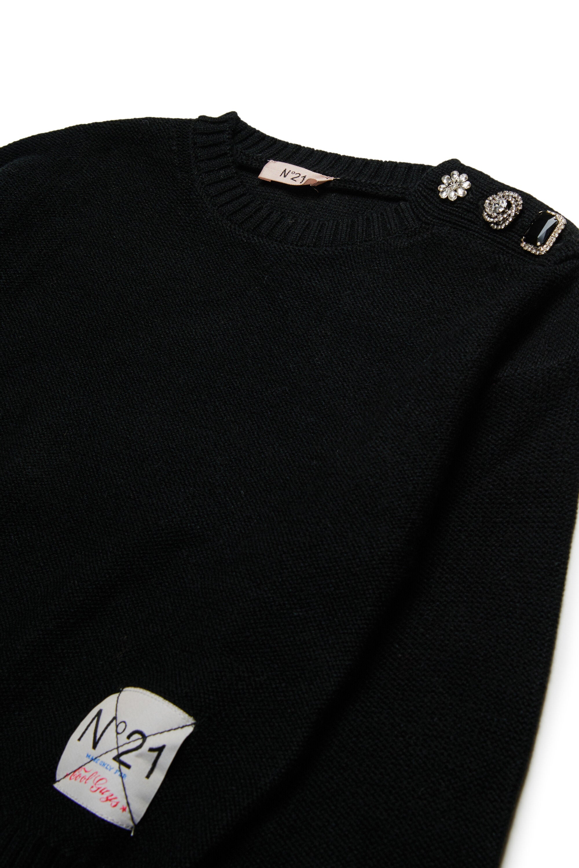 Wool blend pullover with jewel buttons