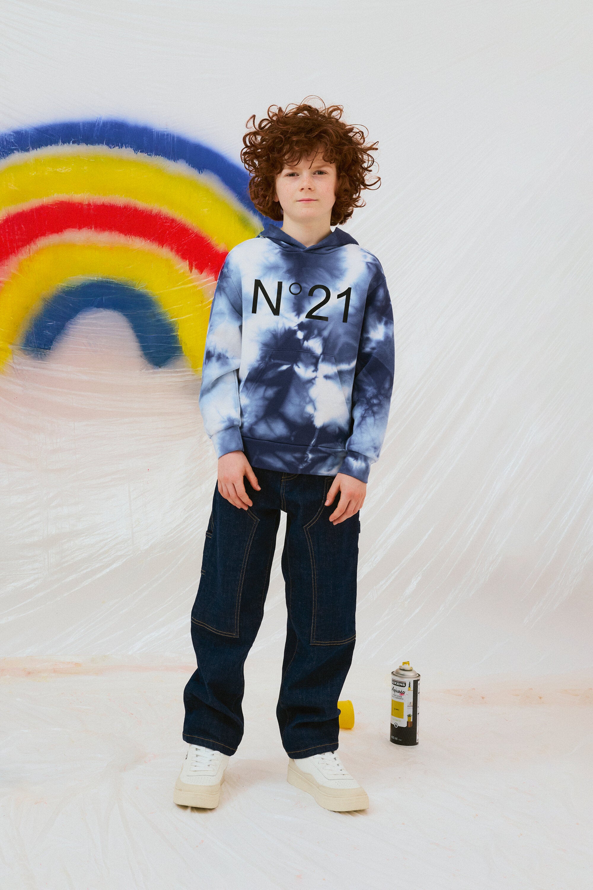 Cotton tie-dye hooded sweatshirt