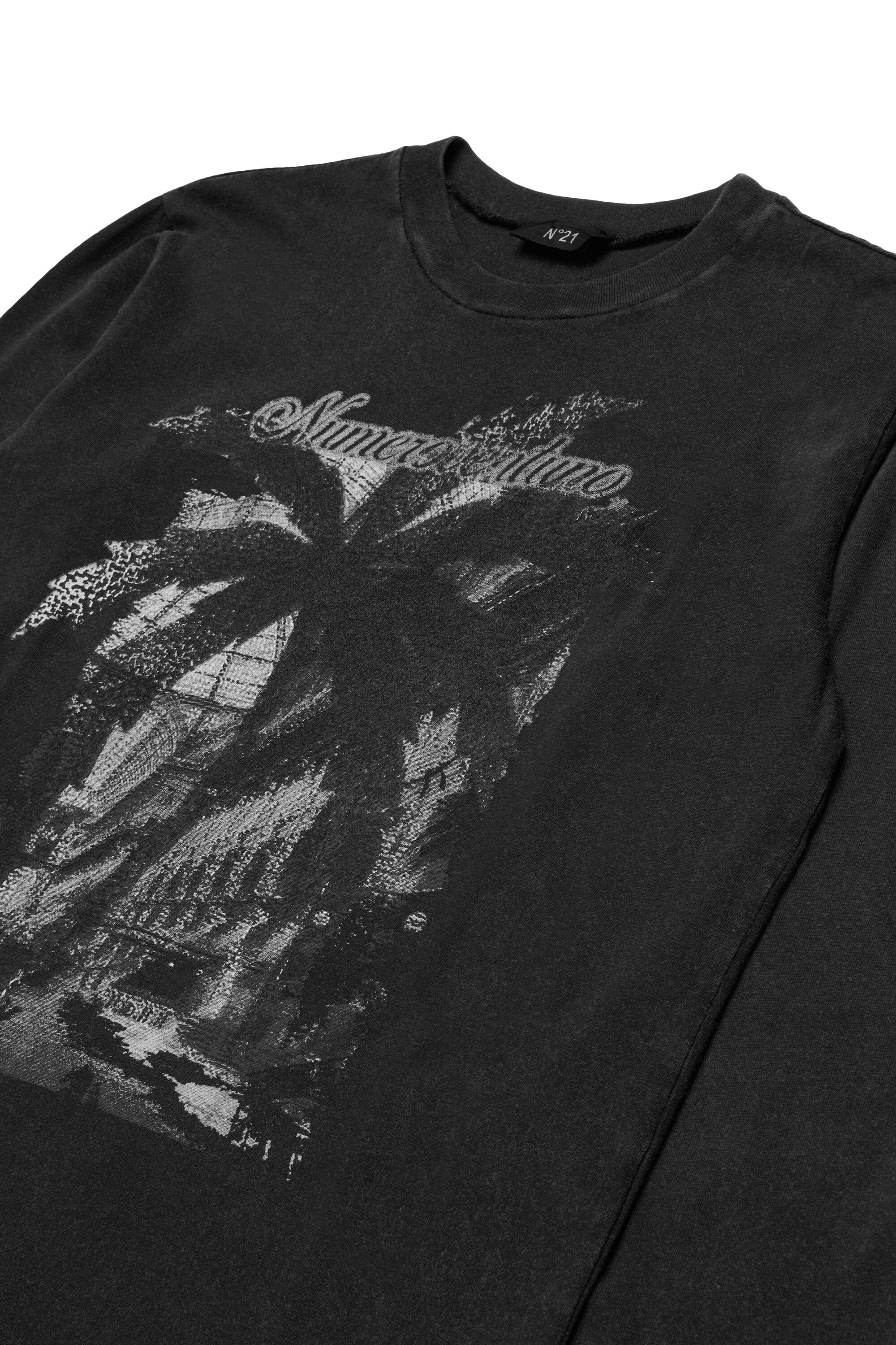 Camiseta de manga larga de jersey con estampado de palmeras