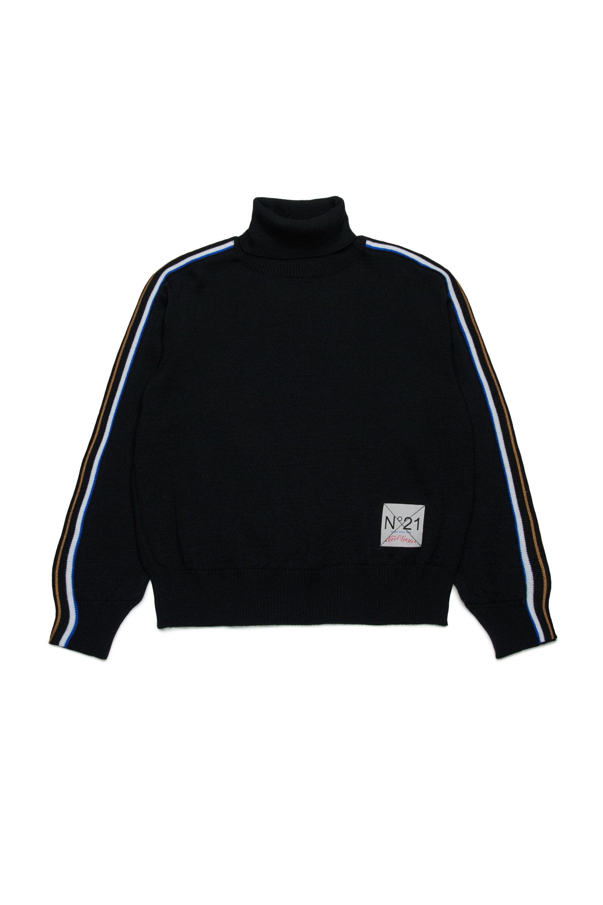 Cuello alto en mezcla de lana con bandas multicolores