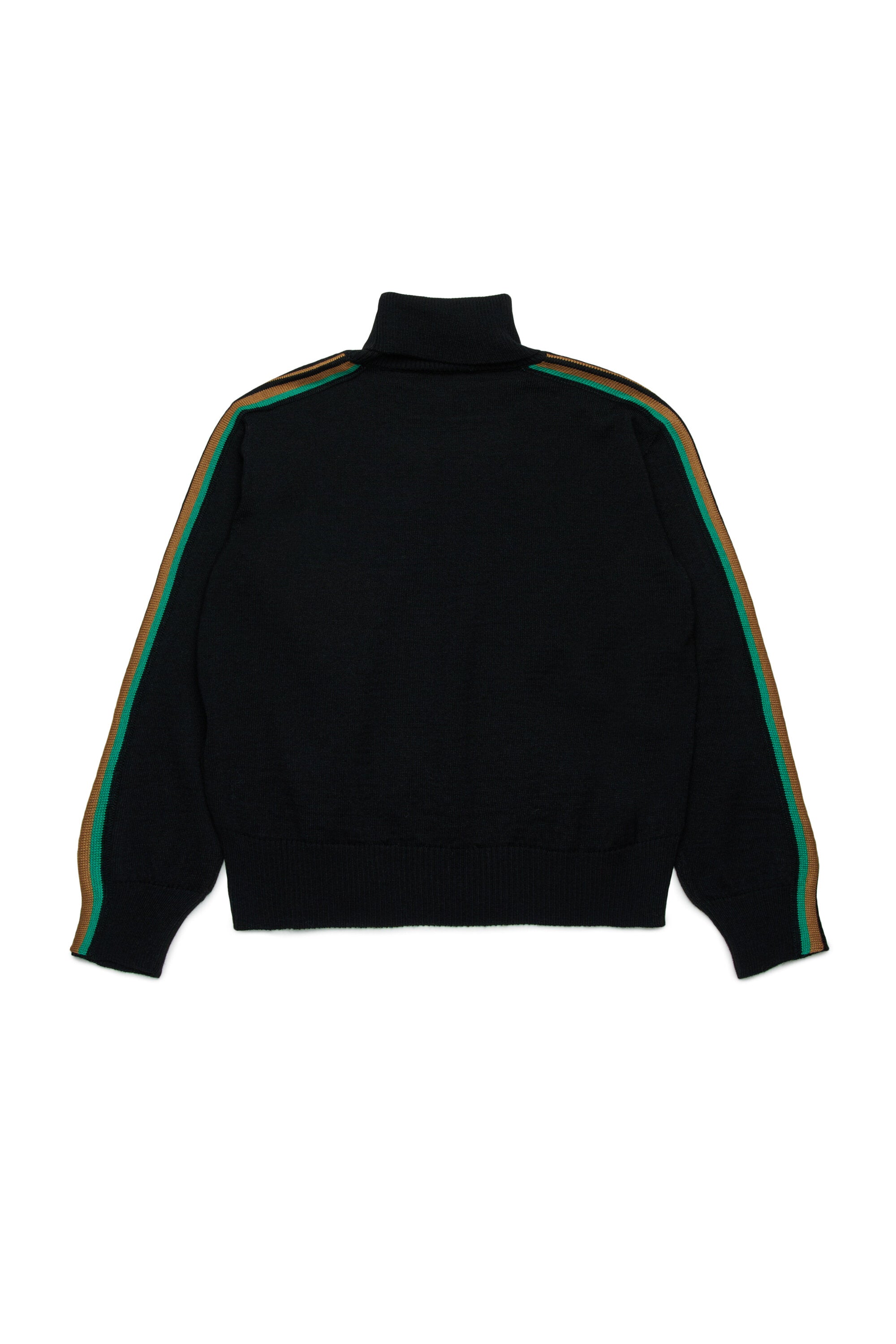 Wool-blend turtleneck sweater with multicolor bands