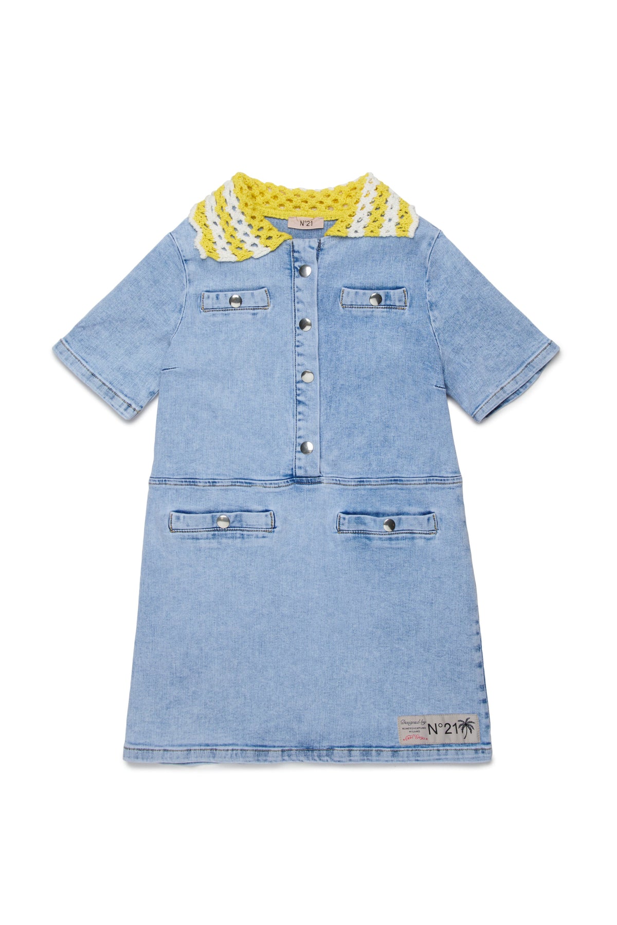 Dress with knitted collar