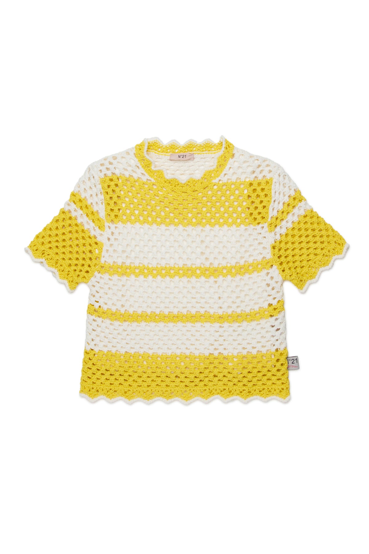 Crew-neck mesh-knit pullover