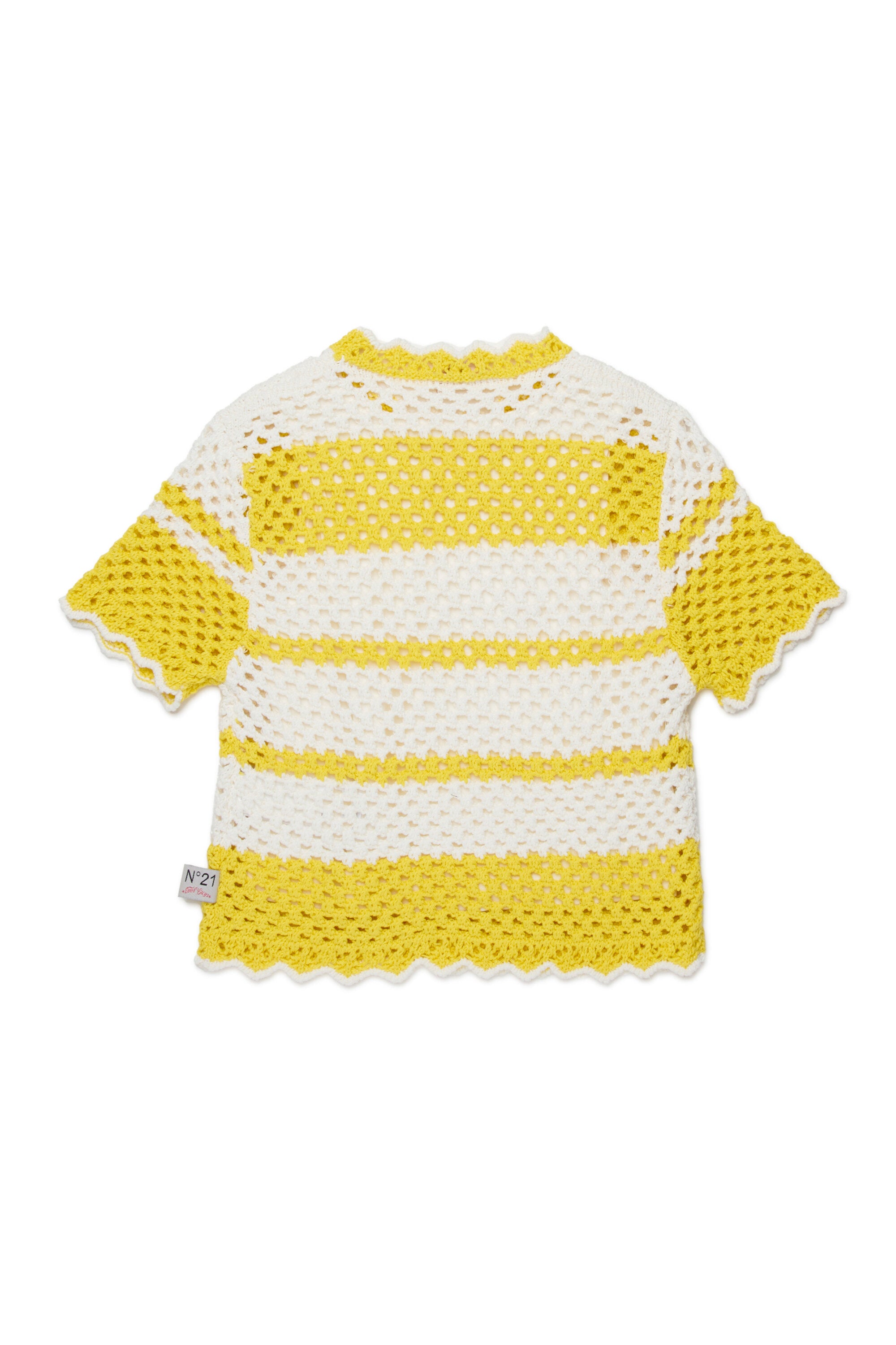 Crew-neck mesh-knit pullover