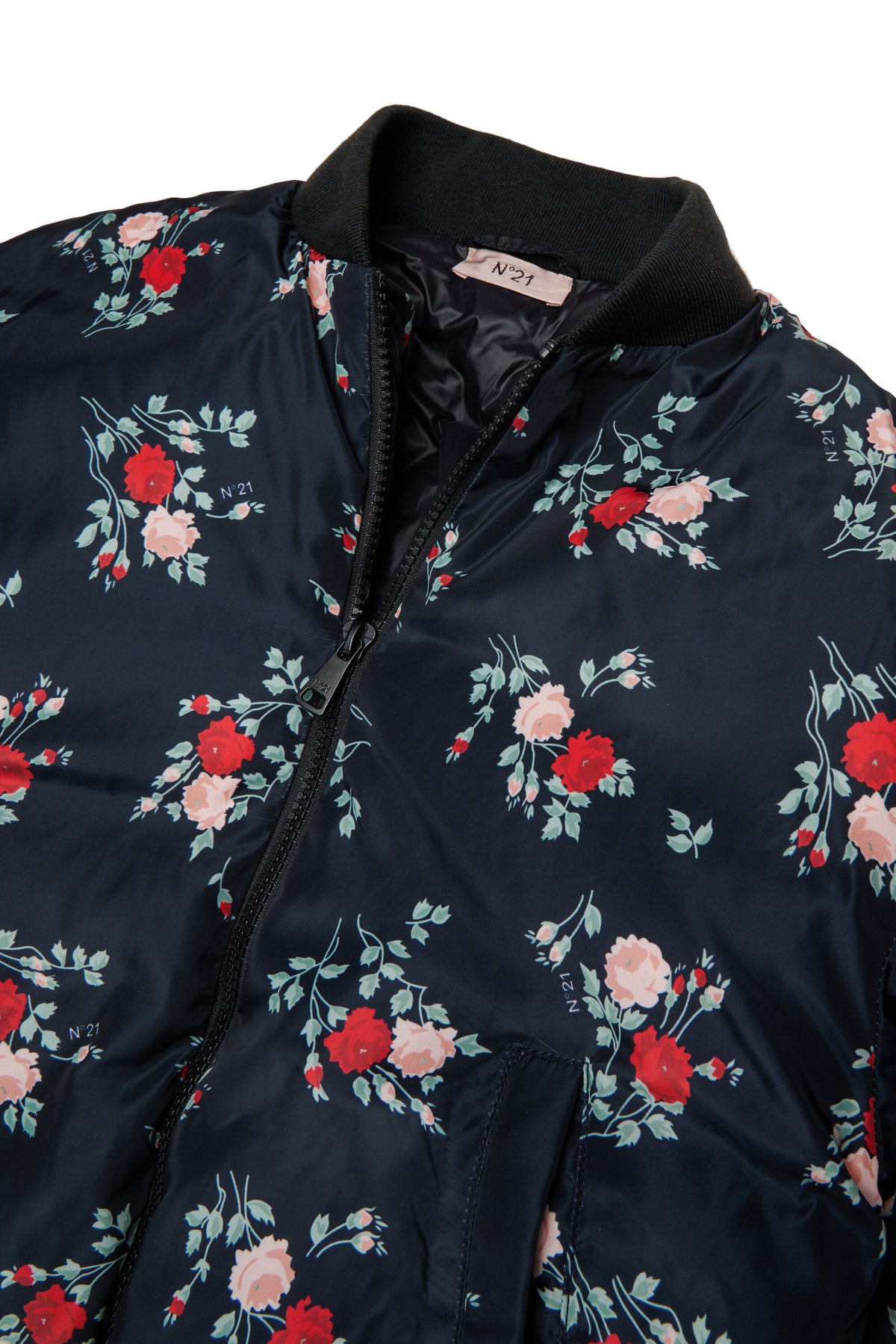Chaqueta acolchada con estampado floral