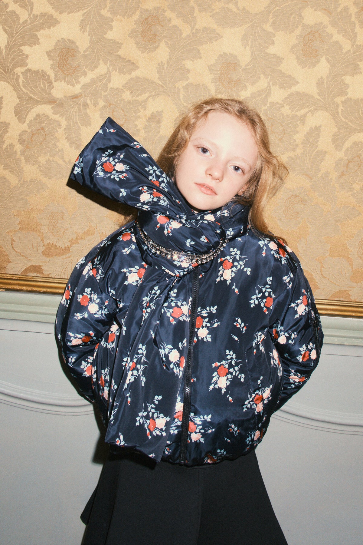 Chaqueta acolchada con estampado floral