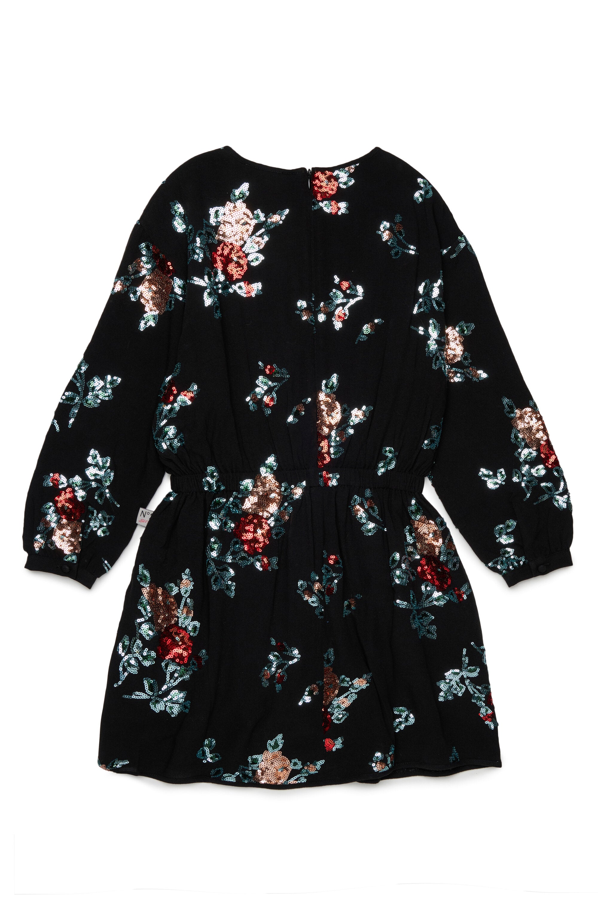 Vestido corto con lentejuelas florales