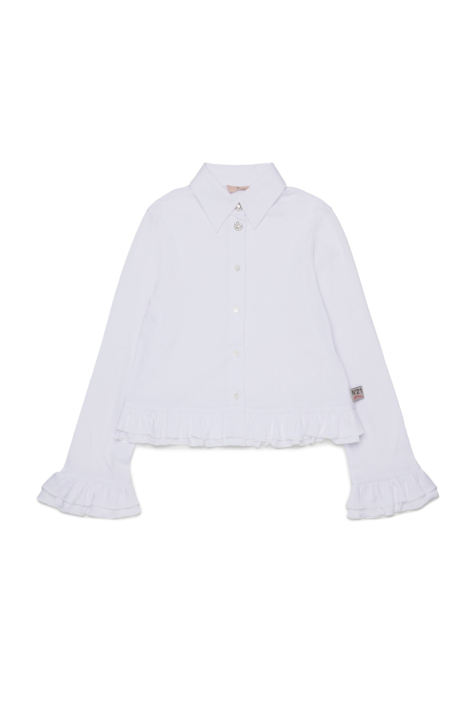 Long-sleeve shirt with ruffles