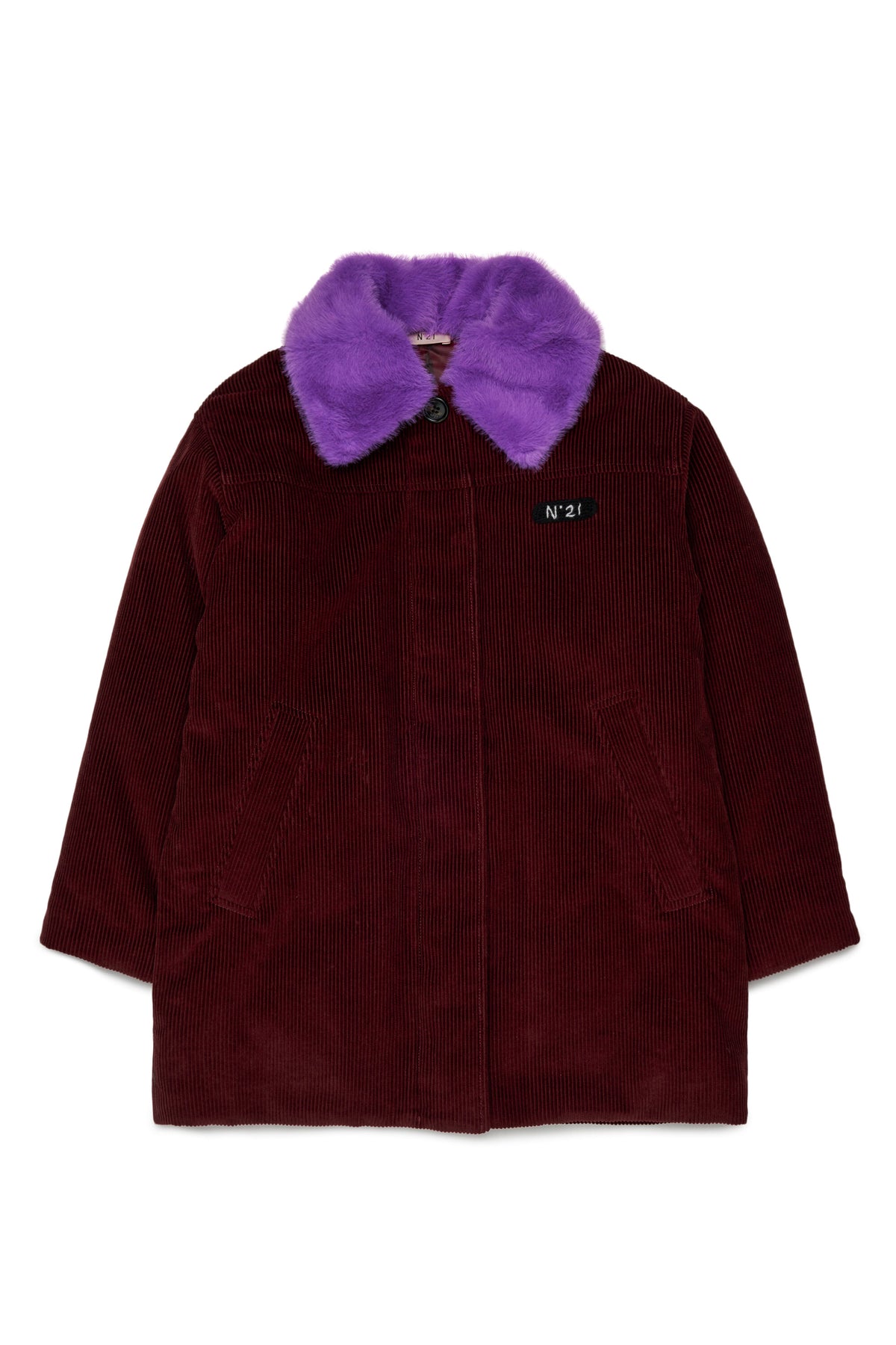 Chaqueta con cuello de pelo y logo