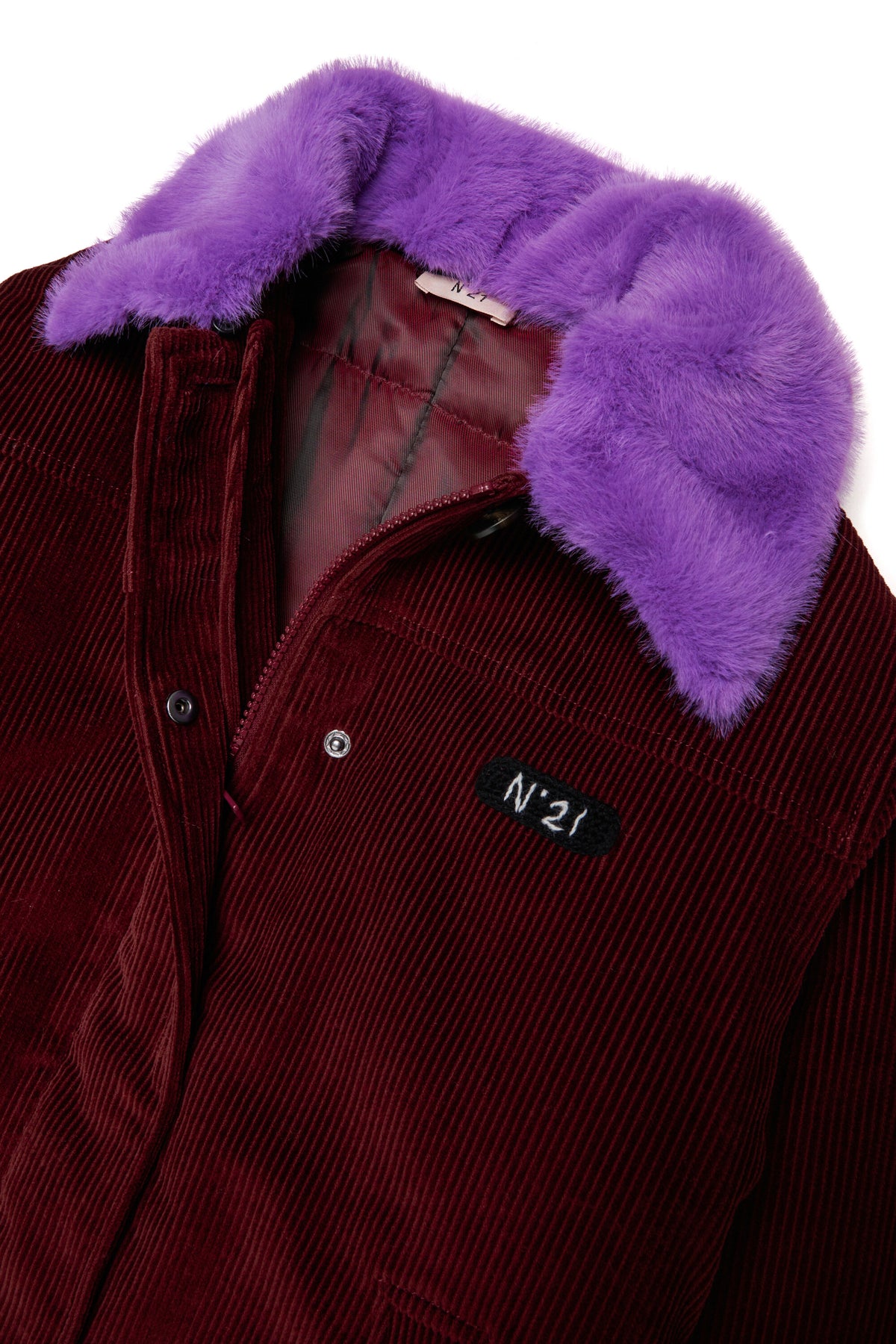 Chaqueta con cuello de pelo y logo
