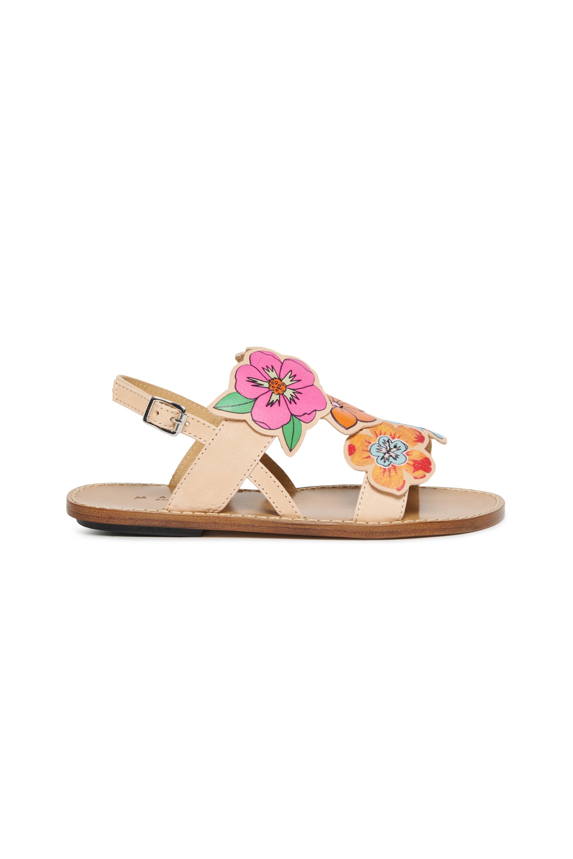 Sandalias slingback de piel con flores