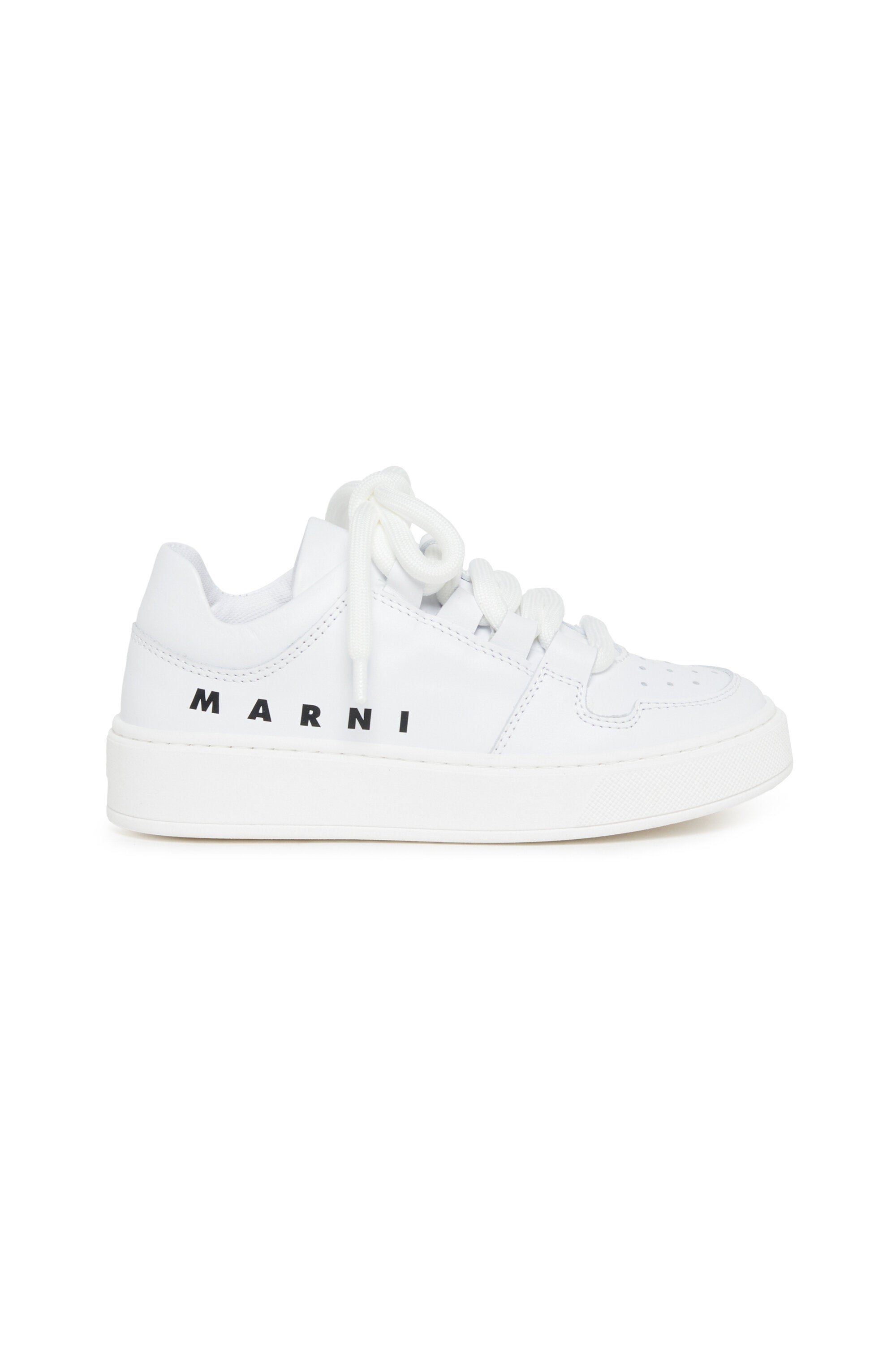 Leather low trainers with logo