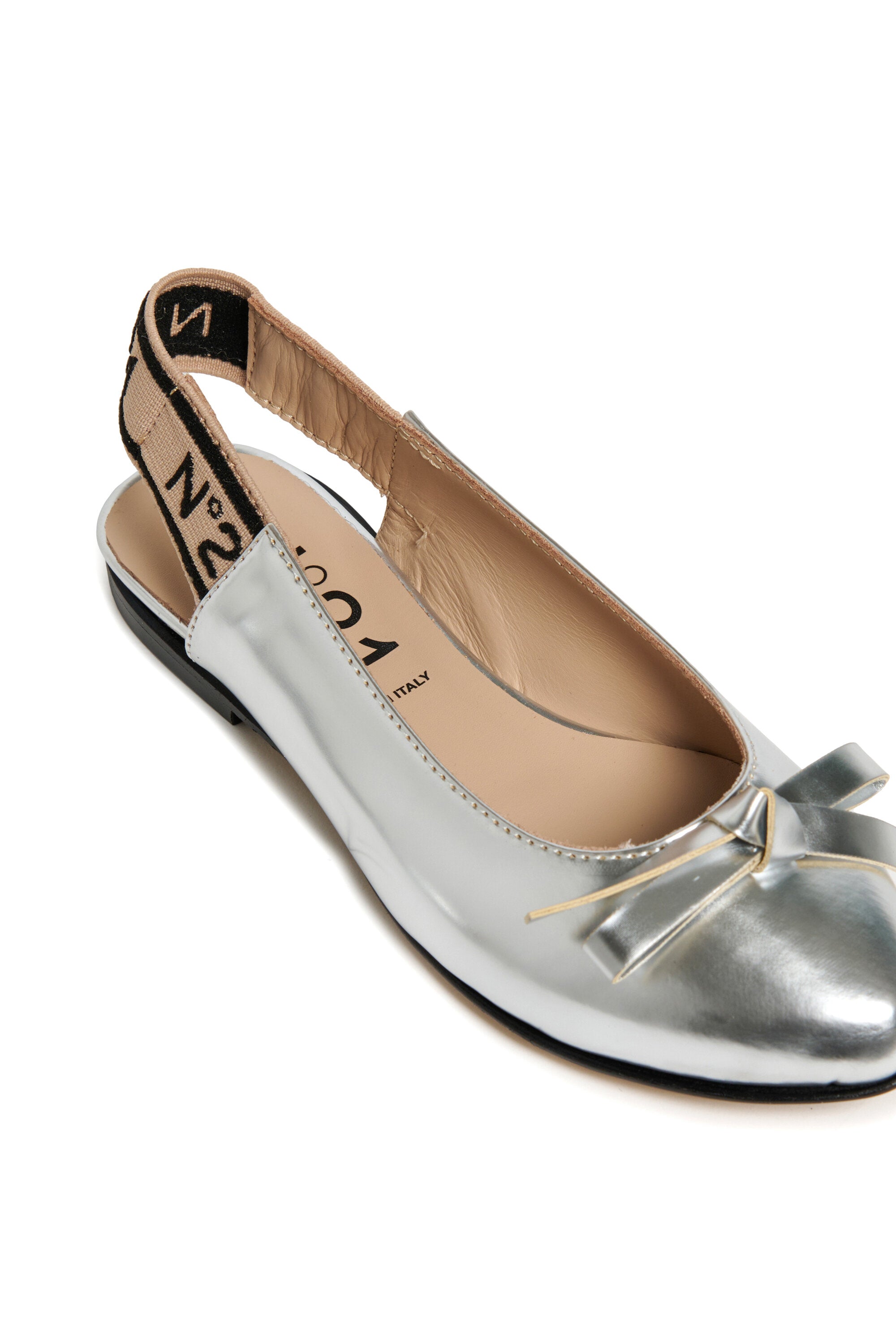 Bailarinas slingback efecto espejo con lazo