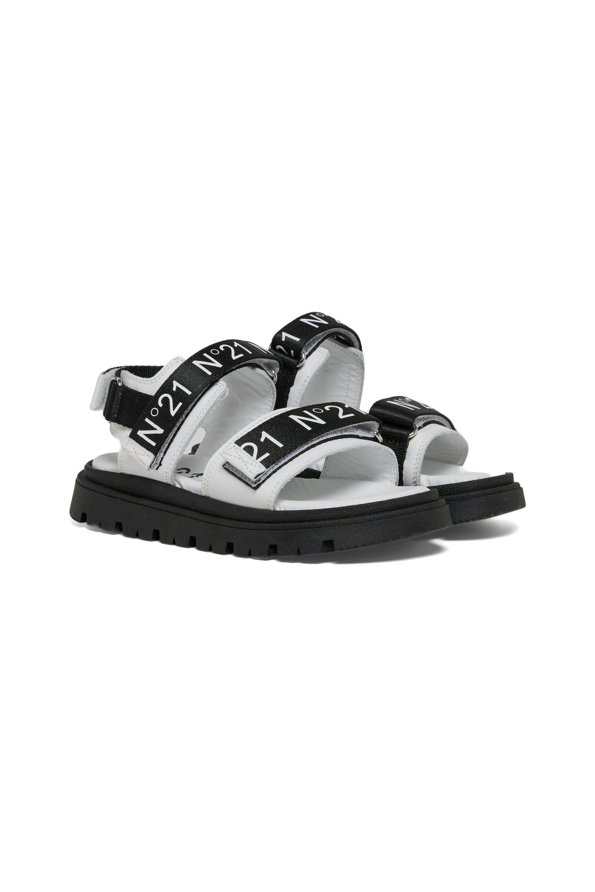 Platform sandals with logoed straps