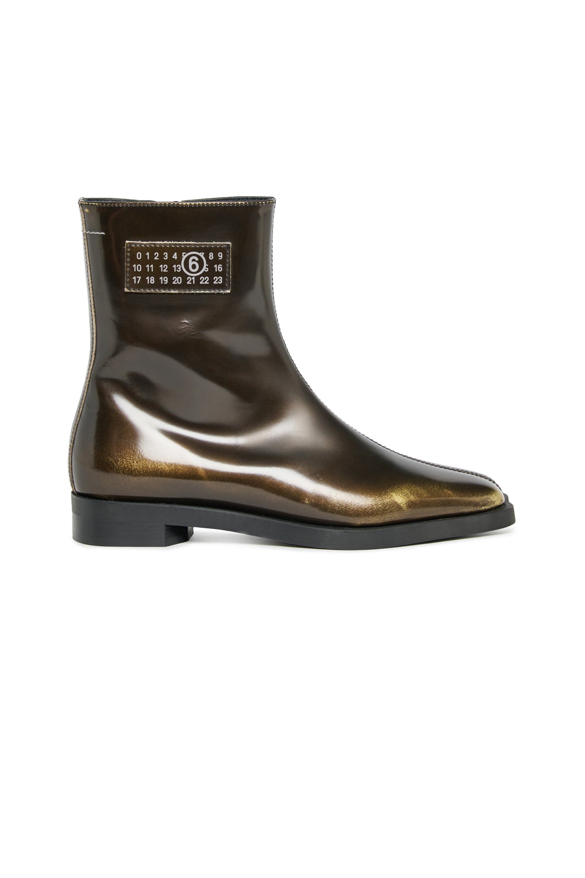 Two-tone leather low boots