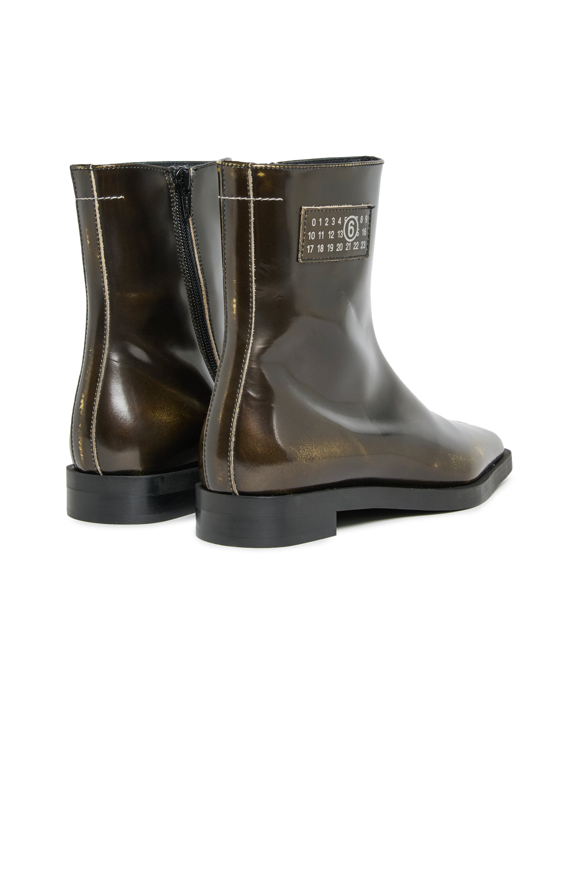 Botas bajas de piel bicolor