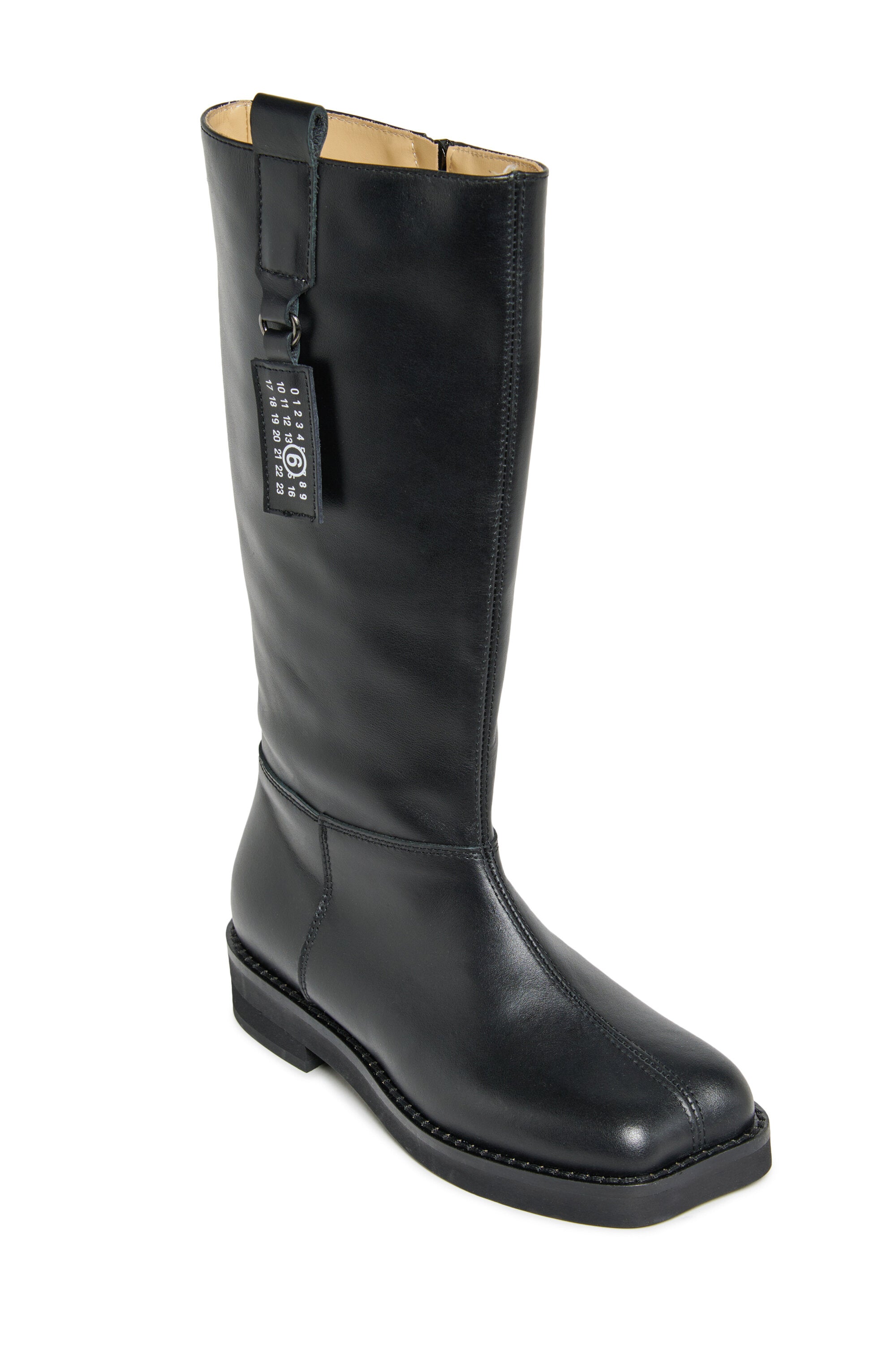High leather boots with logo
